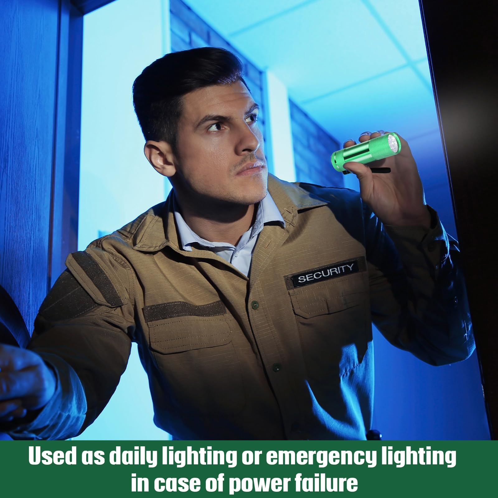 VIHOSE 12 Pcs Mini Flashlights, Bright Aluminum LED Handheld Lights with Lanyard, Green