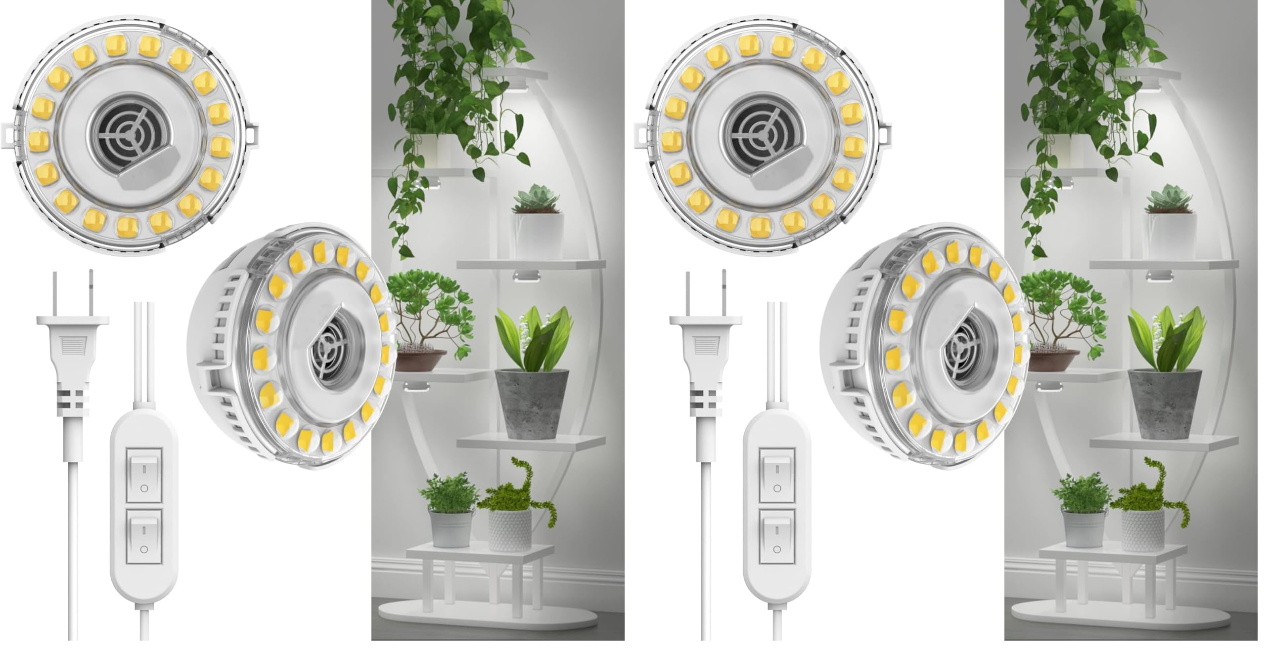 SANSI LED Puck Grow Light, 10W (150 Watt Equiv) Full Spectrum 2-Head Lamp for Plants with Ceramic Tech, Hanging Lights with ON/O