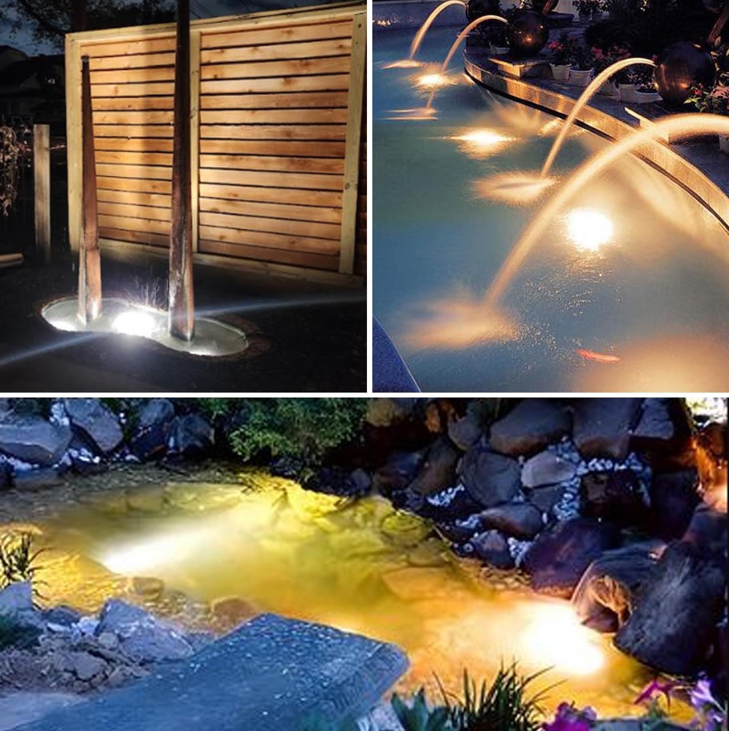 TENSUL Warm White Pond Lights - IP68 Waterproof Submersible Spotlights for Garden, Yard & Aquarium - 4 Pack