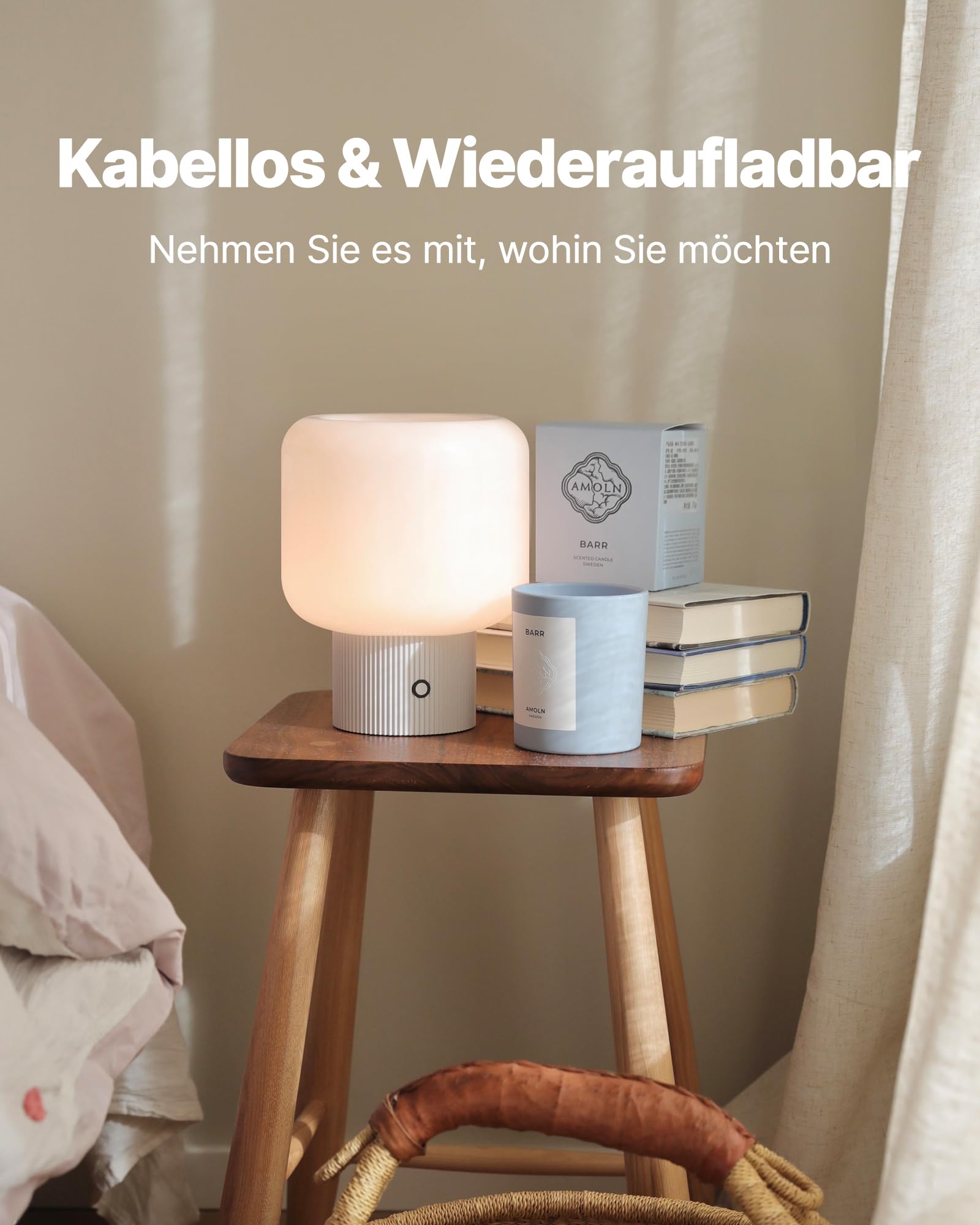 MAGCHARM Halo Mushroom Lamp - 5W Cordless LED Table Light, 3 Color Temps, Retro Design, White, Model S447046-8L