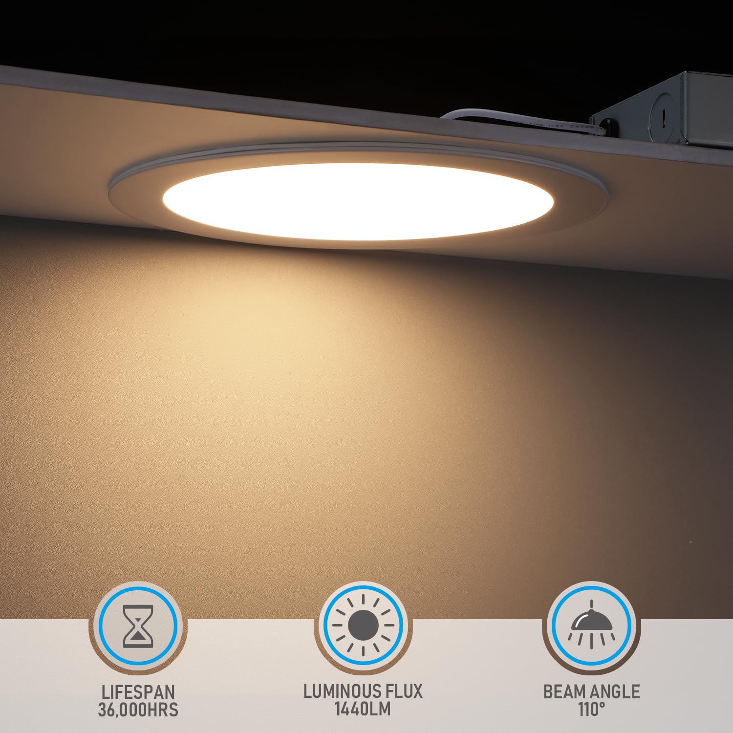 TORCHSTAR 12-Pack 8 Inch Ultra-Thin LED Recessed Lighting, Warm White 3000K, Aluminum, Dimmable, Model A-41793, 18W