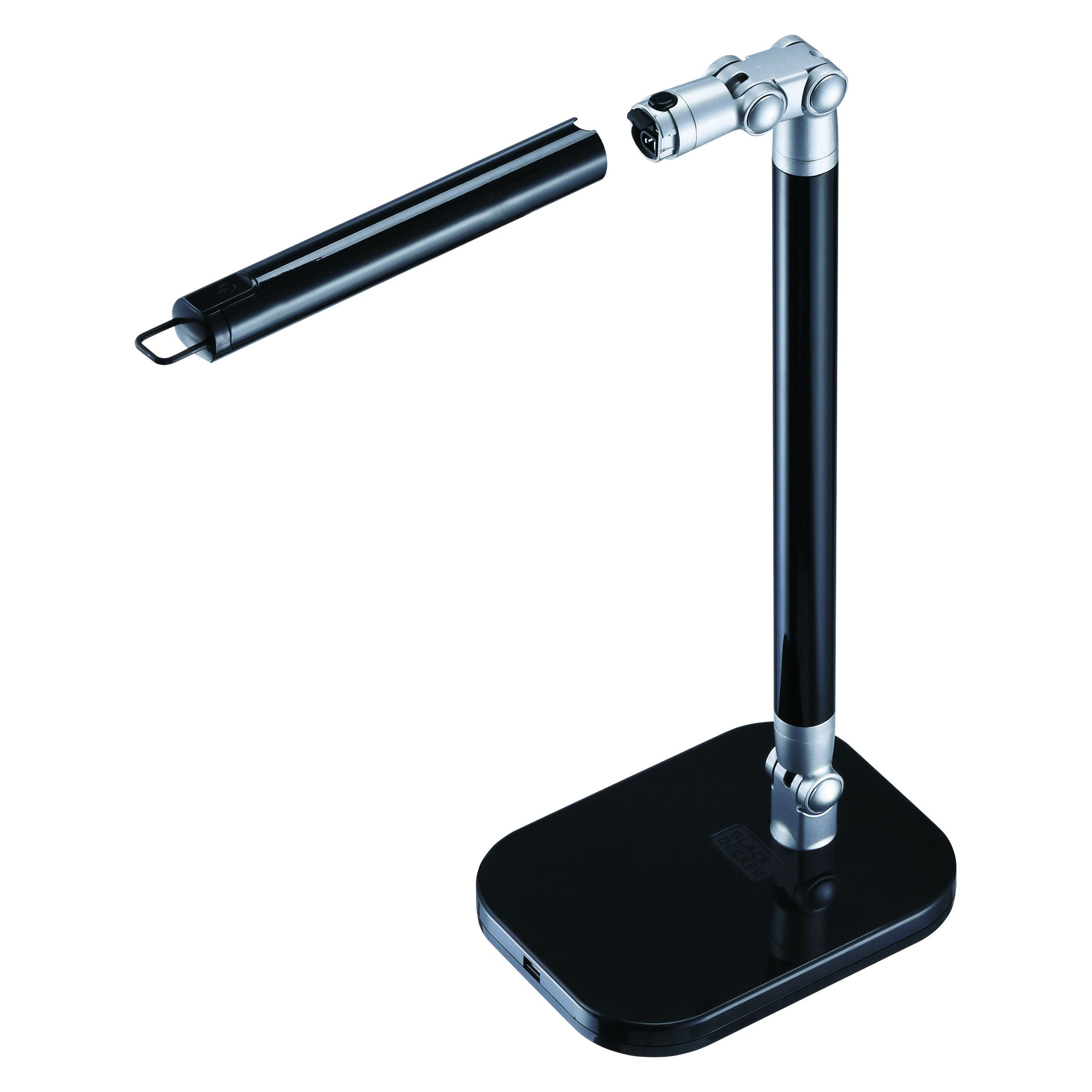 Black+Decker PureOptics Exalt Flash 5W Flicker-Free Natural Daylight LED Desk Lamp, USB Port, Detachable & Rechargeable Lamp Hea