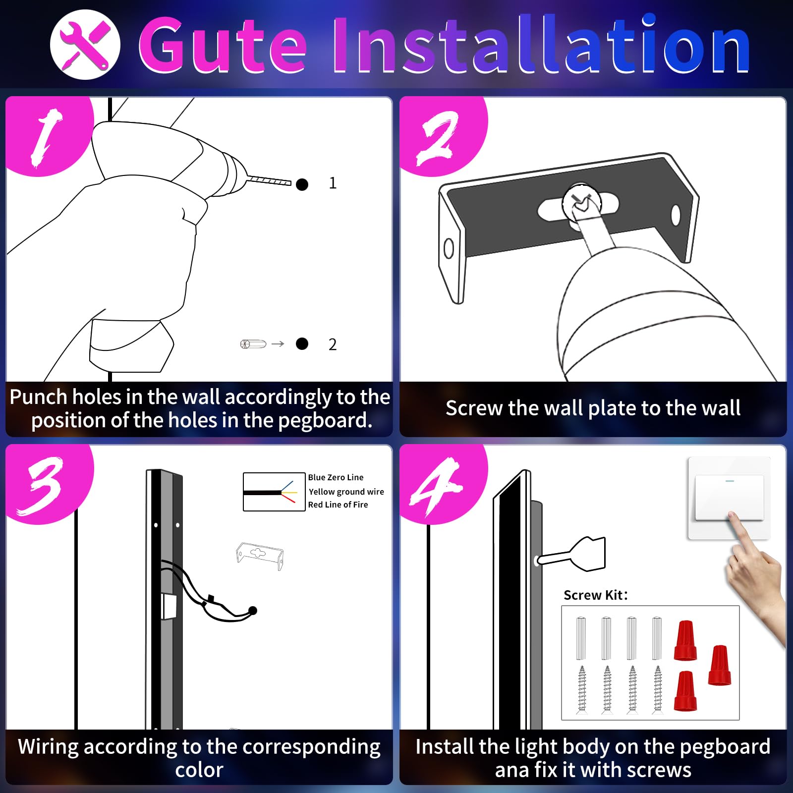 Daoseolo Modern Outdoor Wall Light - 59" RGB LED Sconce, IP65 Waterproof, Acrylic, Remote Control, Black Aluminium, 2 Pack