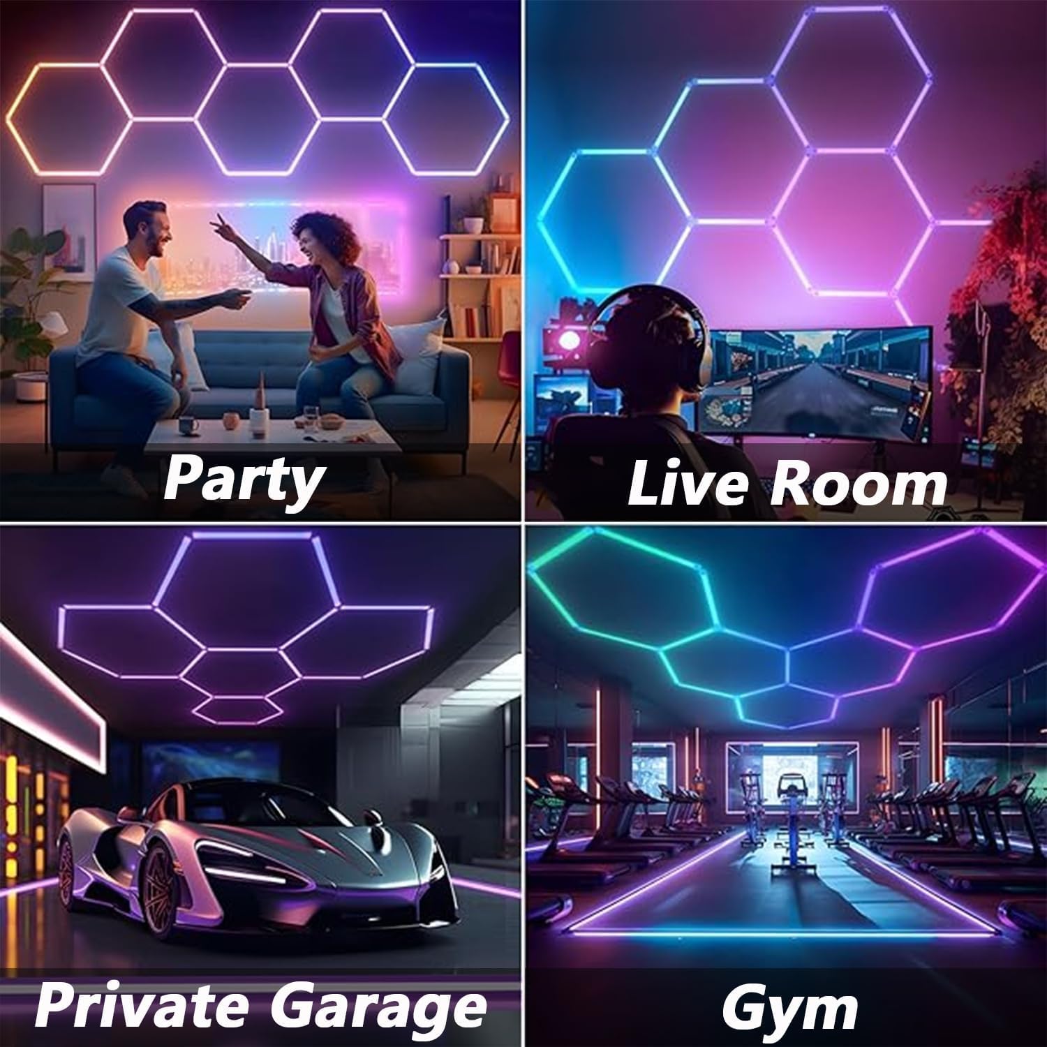 VIVIDALUX Super Bright RGB Hexagon Led Lights with App and Remote Control,16 Million Colors and Many Scene, Music Sync,for Livin