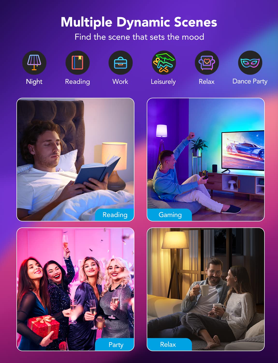 Govee Smart Light Bulbs, Wifi & Bluetooth Color Changing Light Bulbs, Music Sync, 16 Million Diy Colors Rgbww Color Lights Bulb, Work With Alexa, Google Assistant Home App, 800 Lumen, 6 Pack