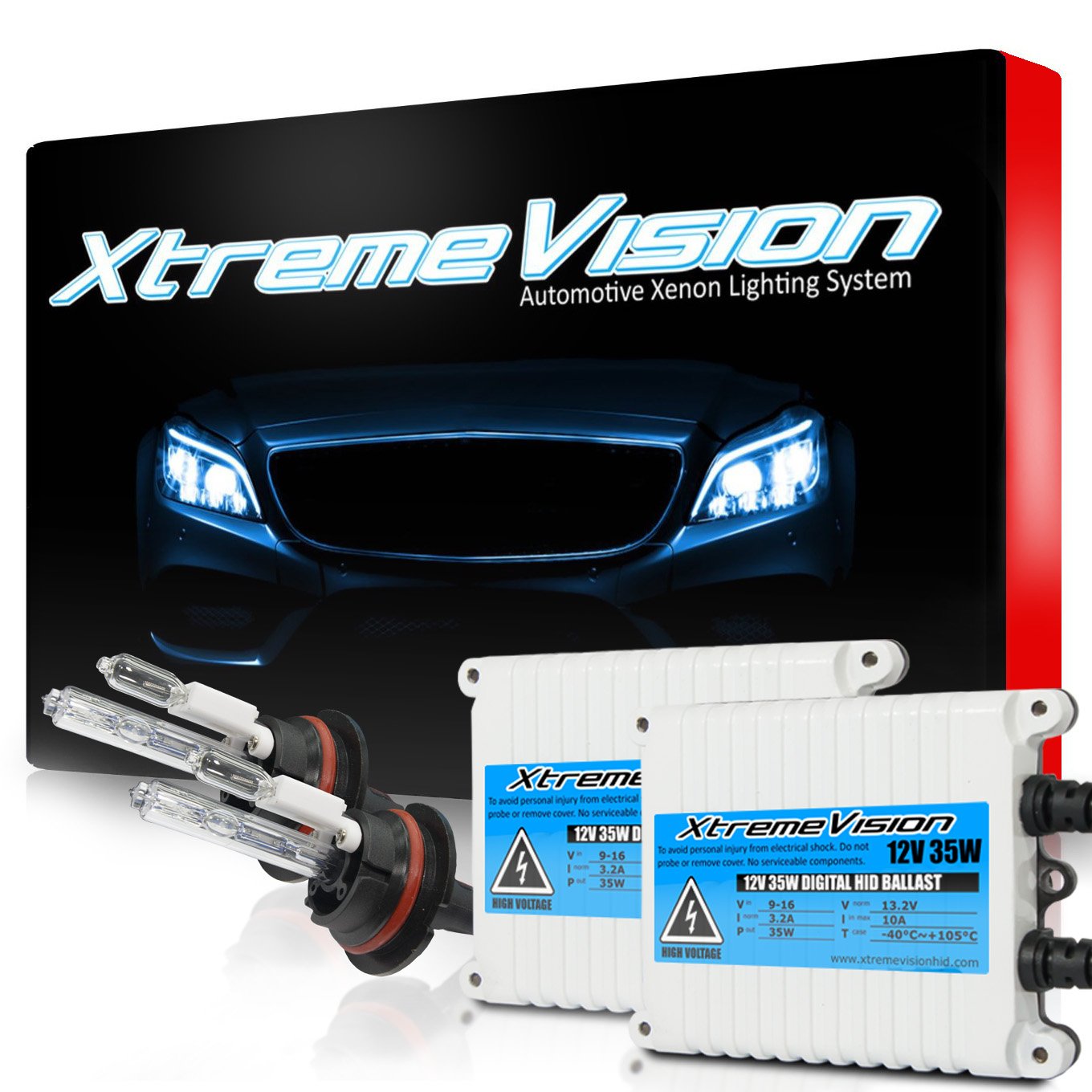 Xtremevision 9007 5K 35W Ac Xenon Headlight Bulb Bundle - Slim Ac Ballast - Hb5, Bright White - 1 Pair