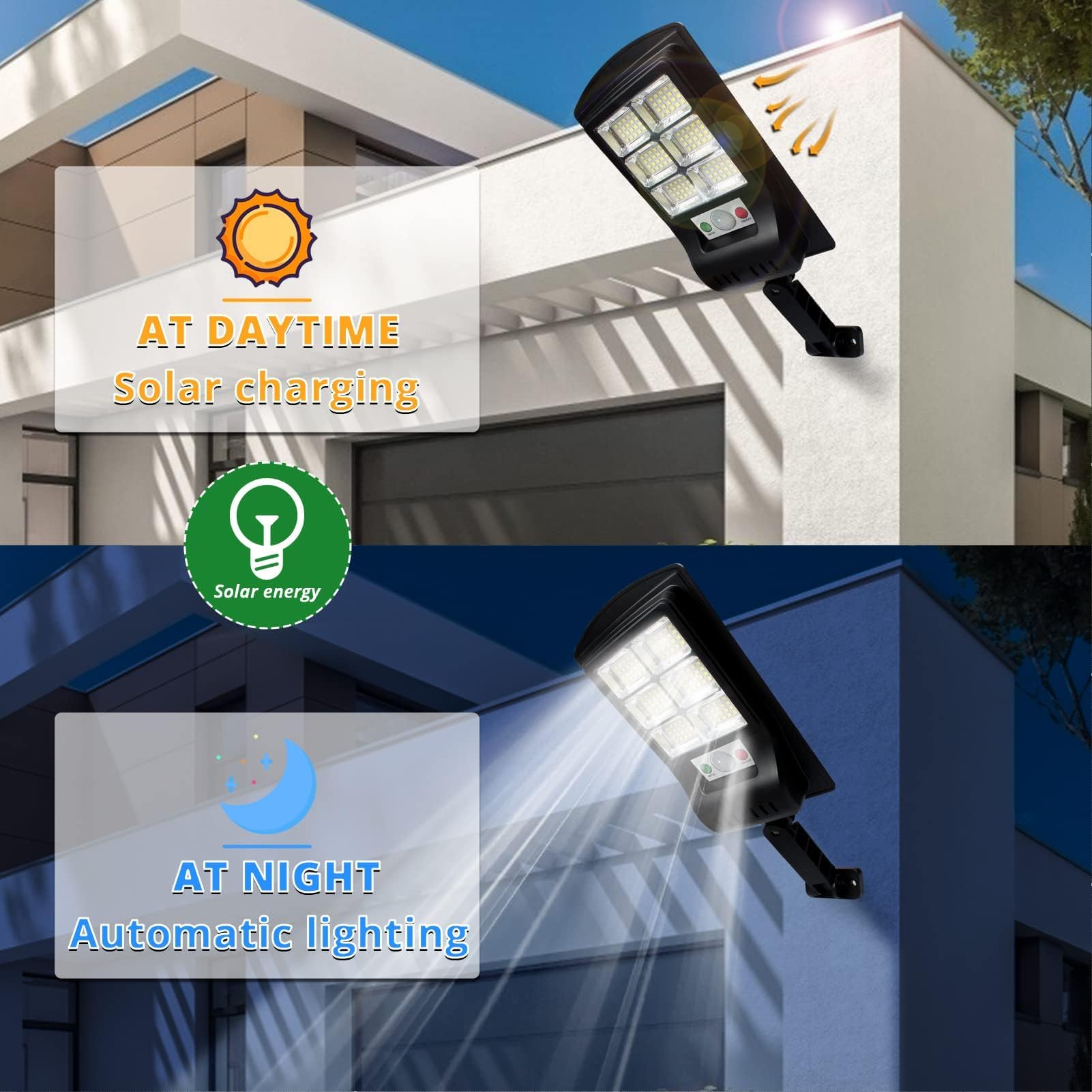 Duewot Solar Lights Outdoor, 6 Pack, 1000 Lumens, Motion Sensor, Waterproof, Black, Model: Solar Lights Outdoor, Size: 120-6P