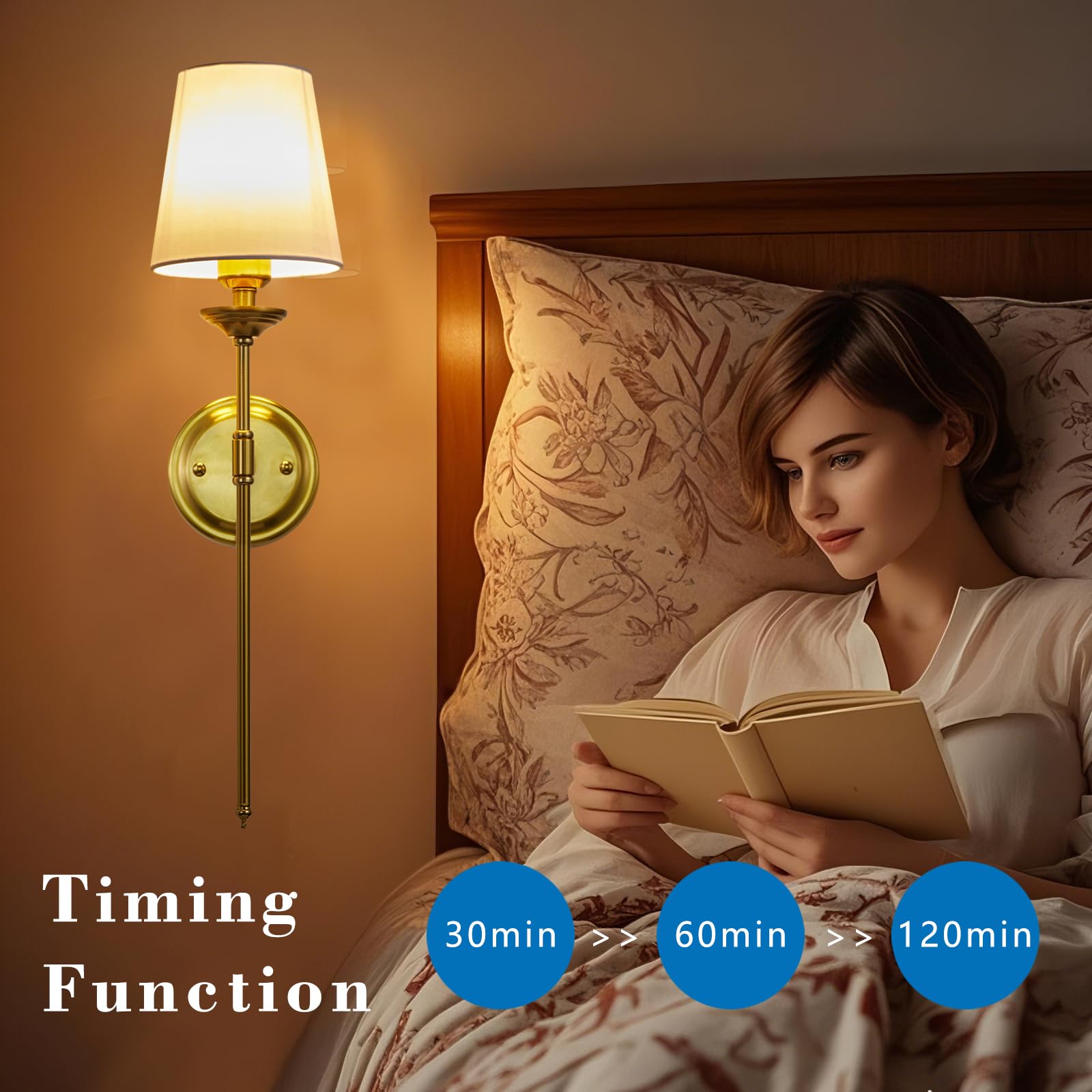 Femusytt Battery Operated Wall Sconces Set Of 2, Rechargeable Cordless Wall Light With Remote And Fabric Shade, 10 Colors Modes