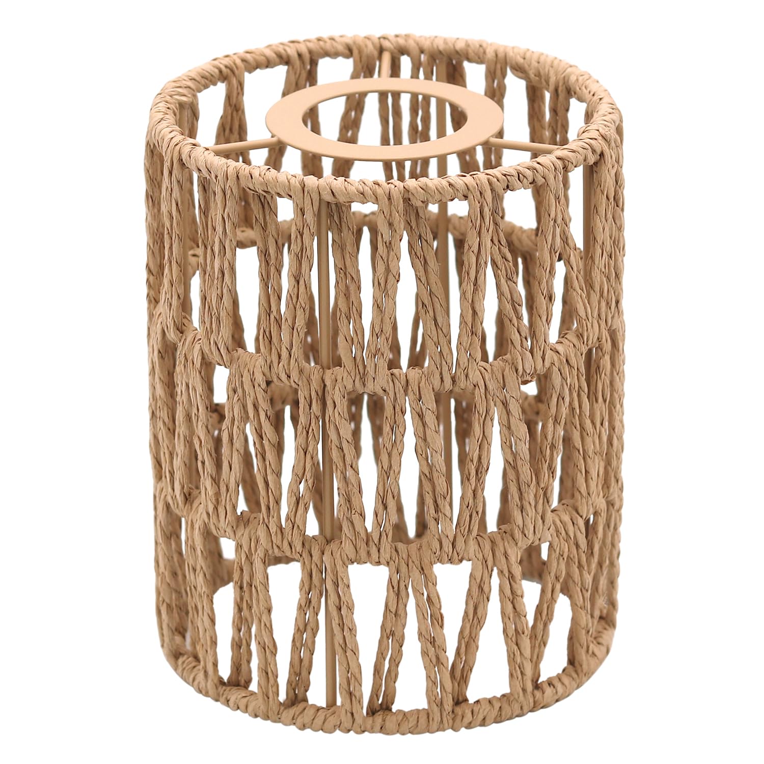 Giutna 1-Pack Boho Rattan Lamp Shades, 5.9 H x 4.7 D Woven Small Shade Replacement, 3-Tier 1.62in Fitter Farmhouse Pendant Light