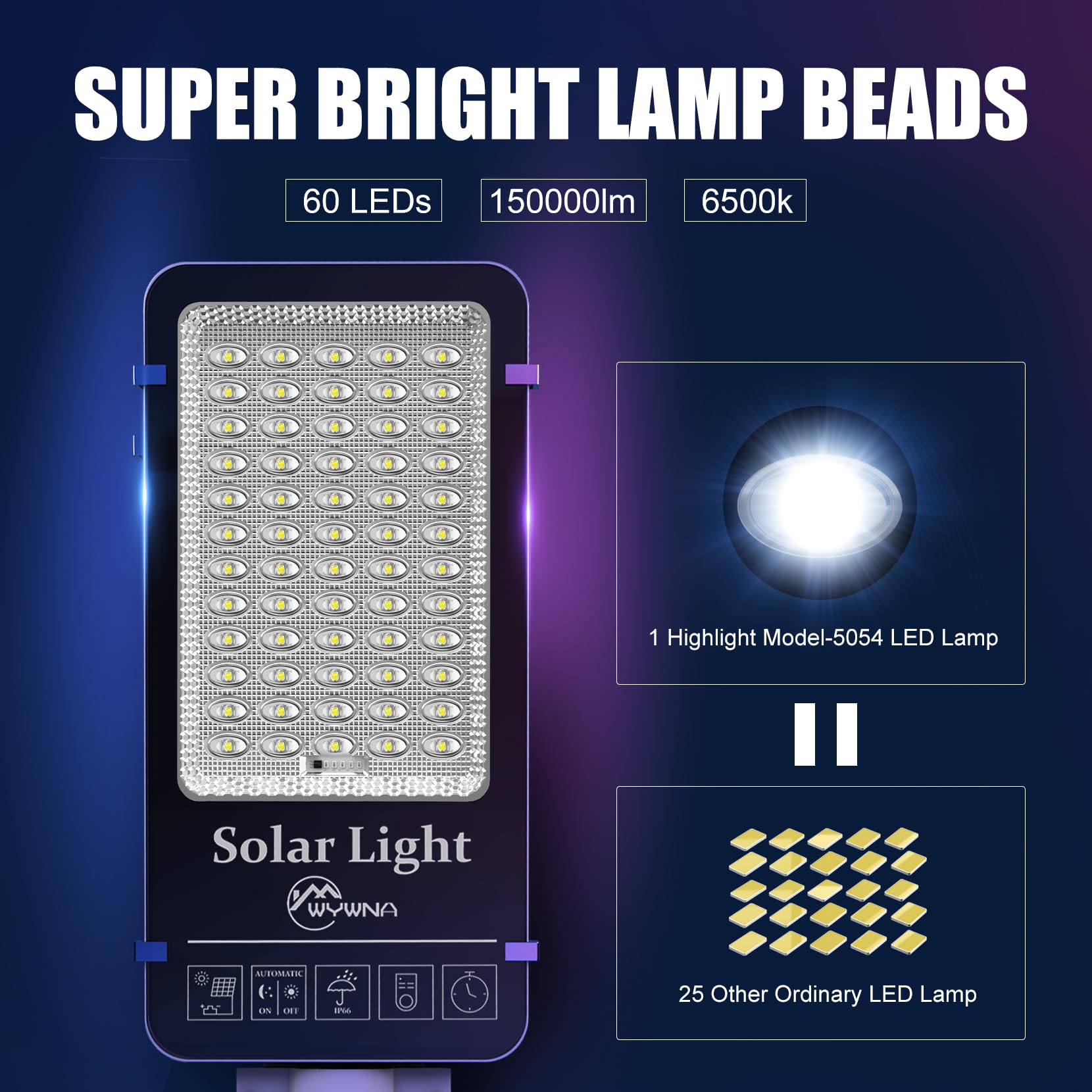 6500W Solar Street Lights Outdoor - 6500K Solar Parking Lot Lights Commercial Dusk To Dawn, Heavy Duty Split Type Led Solar Street Light Remote Control, Street Lights Solar Powered For Yard (2Pack)