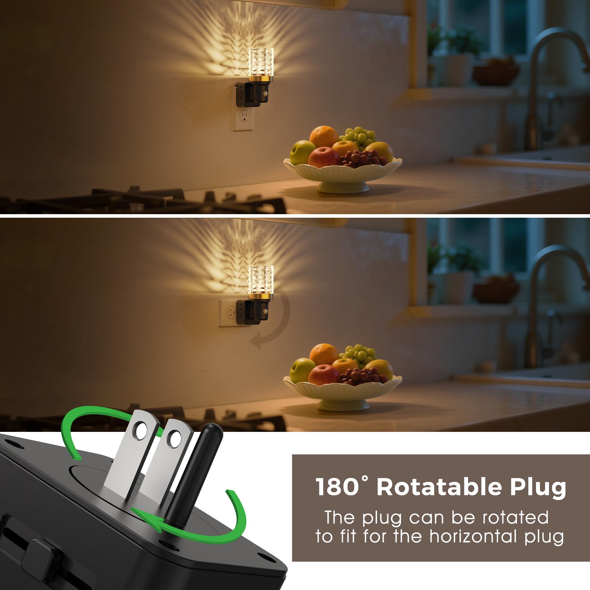 L Lohas Led Motion Sensor Night Light, 2 Pack Motion Activated Night Lights Plug Into Wall, Dimmable Modern Nightlight 0-100Lm,