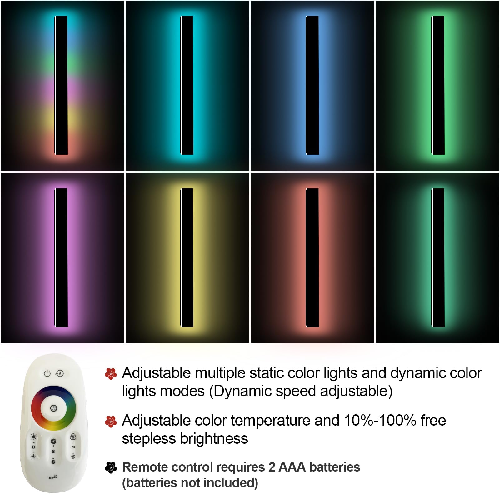 Gremlbuk Outdoor Rgb Long Wall Lights 2 Pack 92.5Inch Modern Outdoor Led Wall Light Ip65 Waterproof Long Wall Sconce Led Linear Wall Mount Lights Fixtures For House