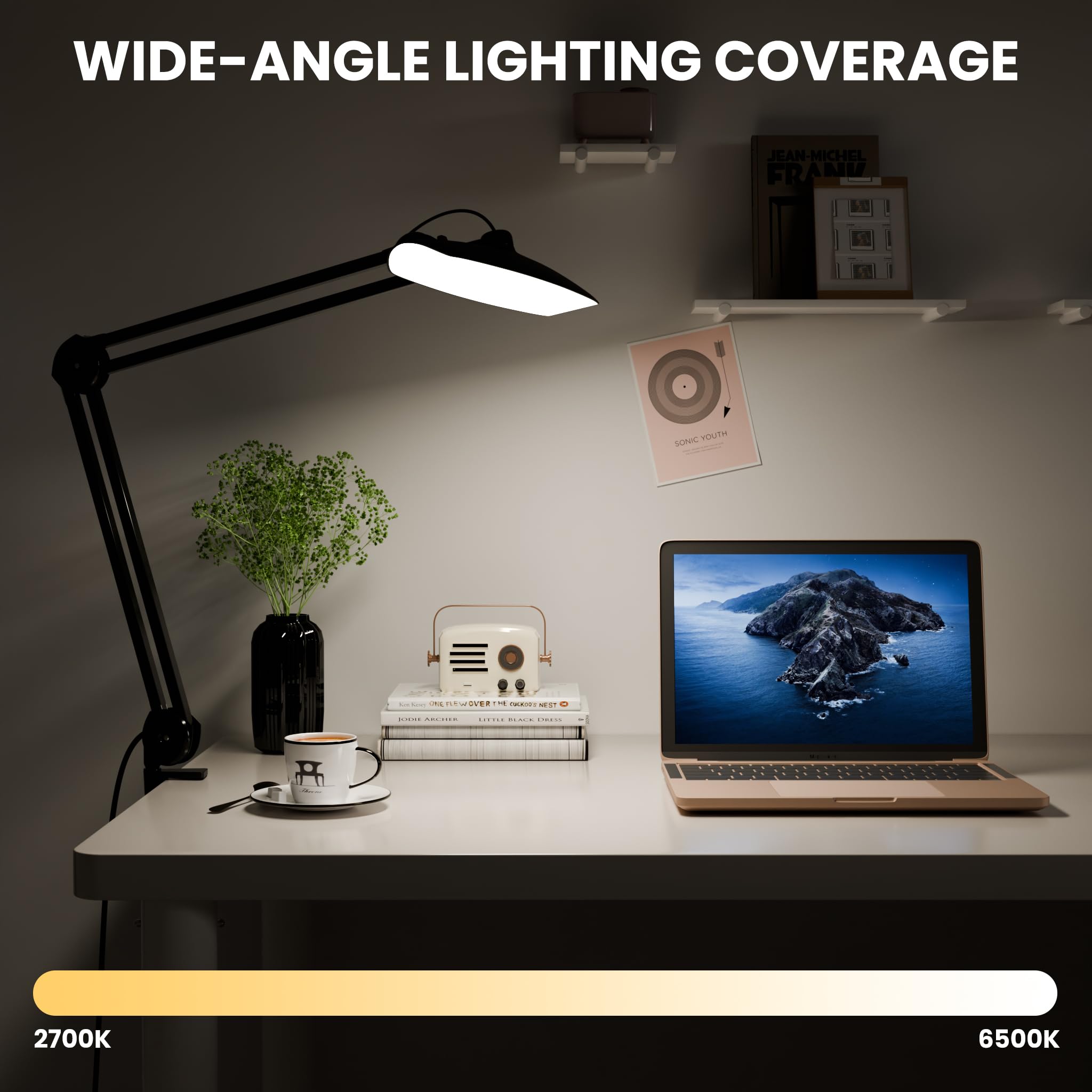 Gelpal 3000 Lumens Adjustable Led Desk Lamp & Task Lamp - Bright  Dimmable Lighting For Office  Crafts  Nails &Salon Hobbies With Clamp (Cct  Black)