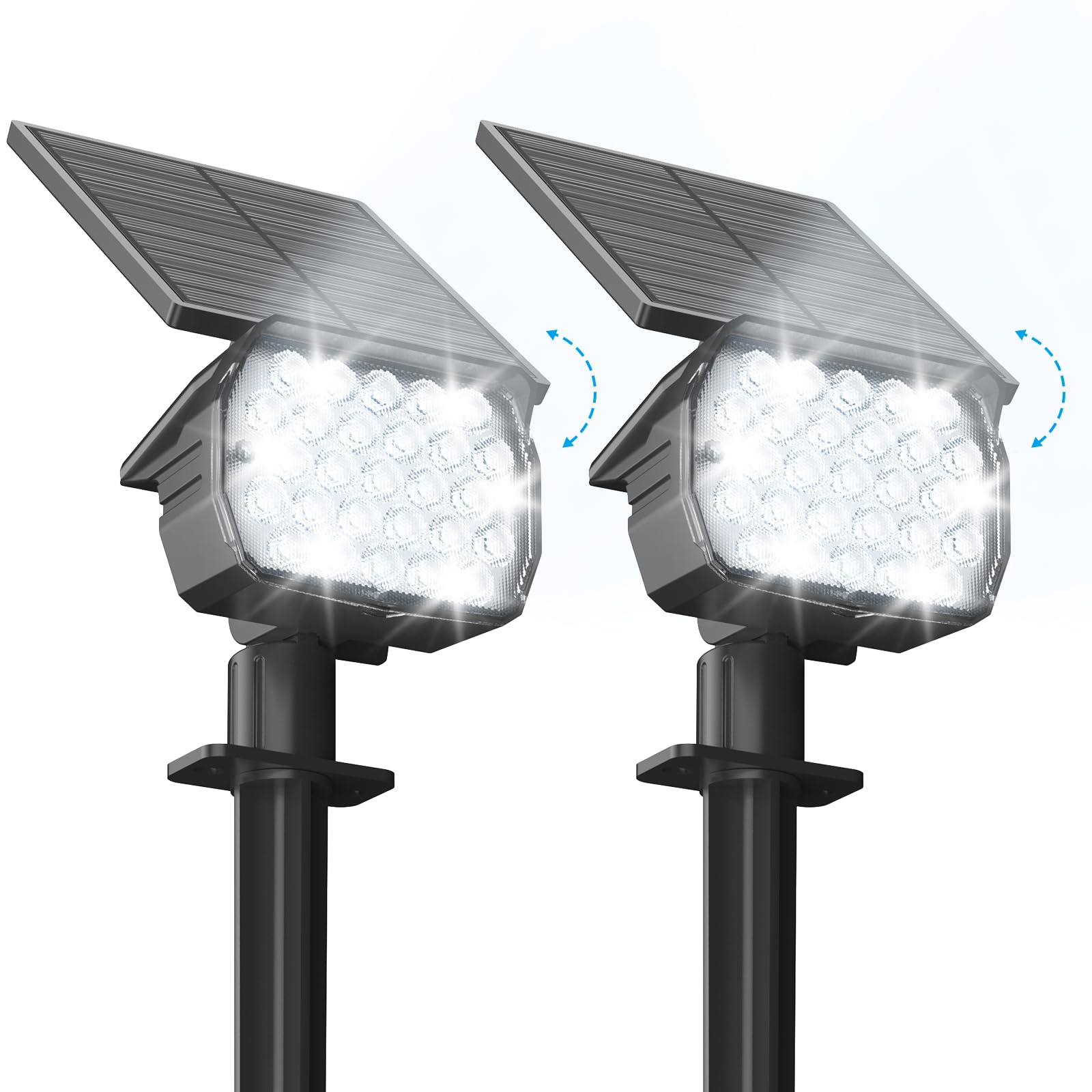 VOLISUN Solar Spotlight Outdoor, IP67 Waterproof Solar Landscape Spot Lights,Uplights for Yard Garden Pathway - 2 Pack (Cool Whi