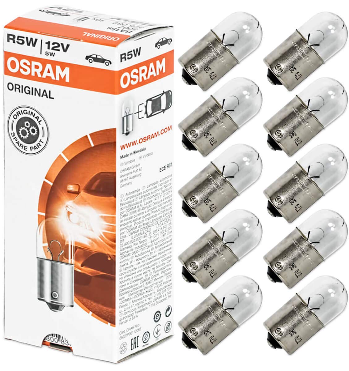 OSRAM SYLVANIA 5007 Miniature Bulb Pack of 10, Basic Model, Clear
