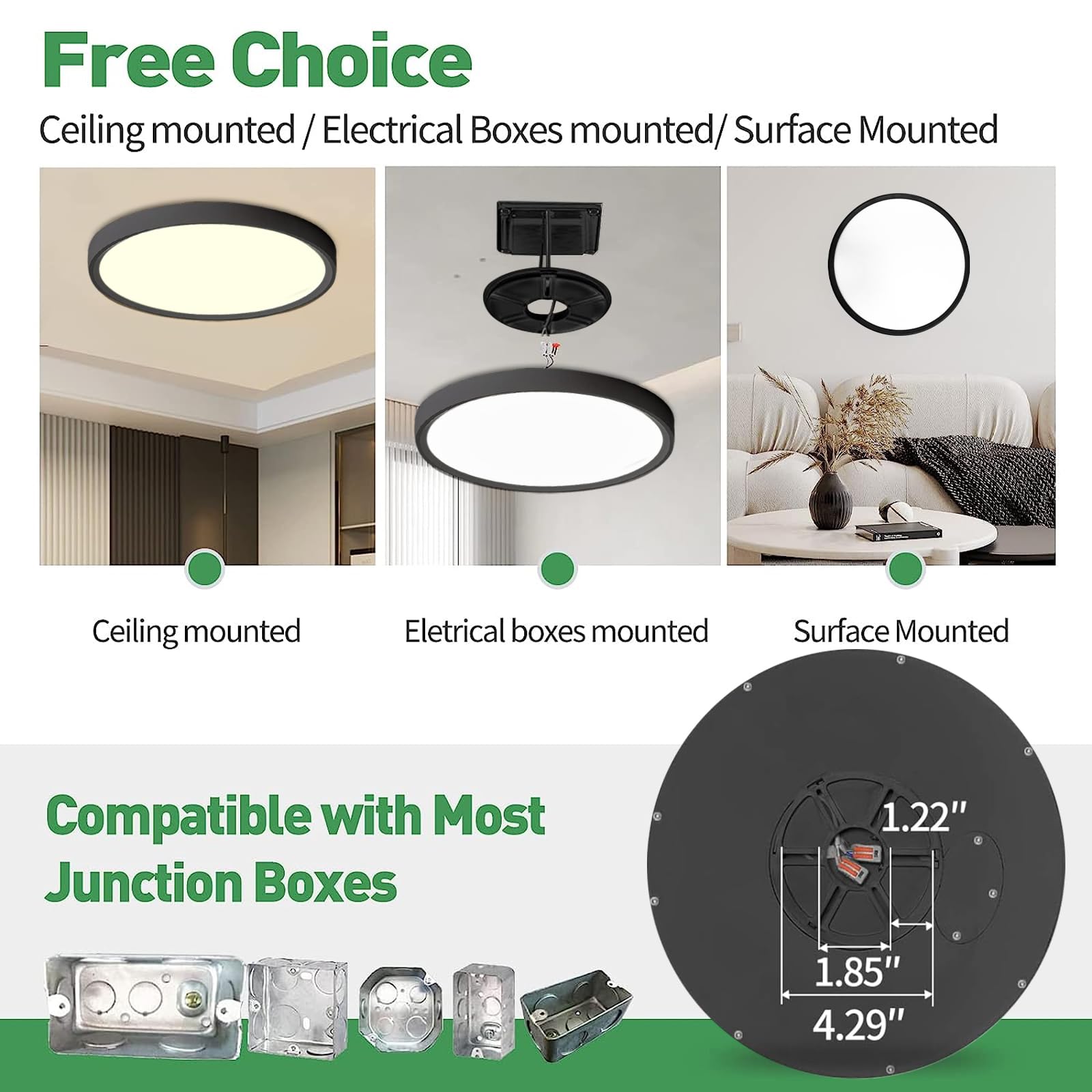 6Pk 9 Inch Led Flush Mount Ceiling Light, 18W, 1860Lm, 3000K/4000K/6000K Cct Selectable, Round Flat Panel Light Low Profile Ceil
