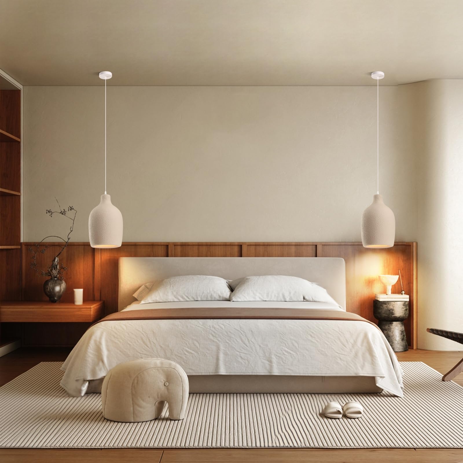 JAYMP Wabi Sabi Pendant Light - Japanese Style Bird Nest, Light Brown, D26×H46cm, Polystyrene, Model GB7499 for Dining Room and Kitchen