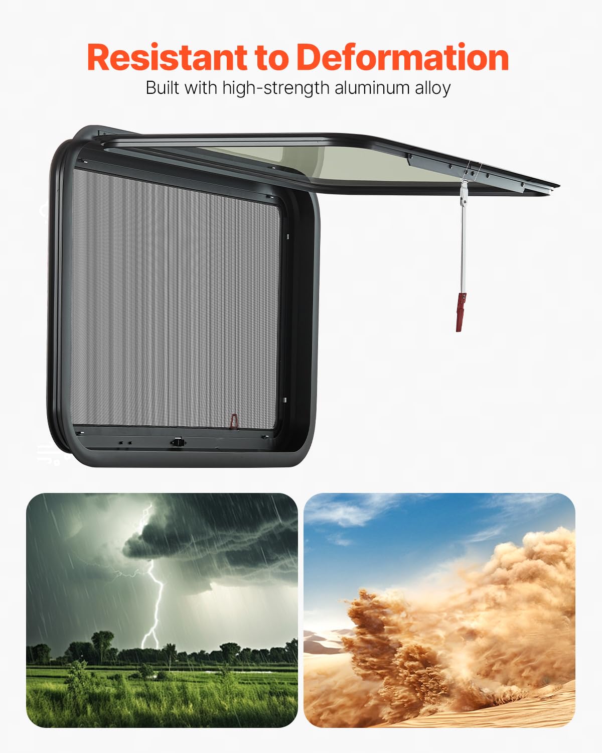 VEVOR RV Exit Window, 36 W x 22 H Tinted RV Window with Net Screen and Trim Ring, Fit for 1 1/4 - 1 13/16 Thickness Wall, RV Win