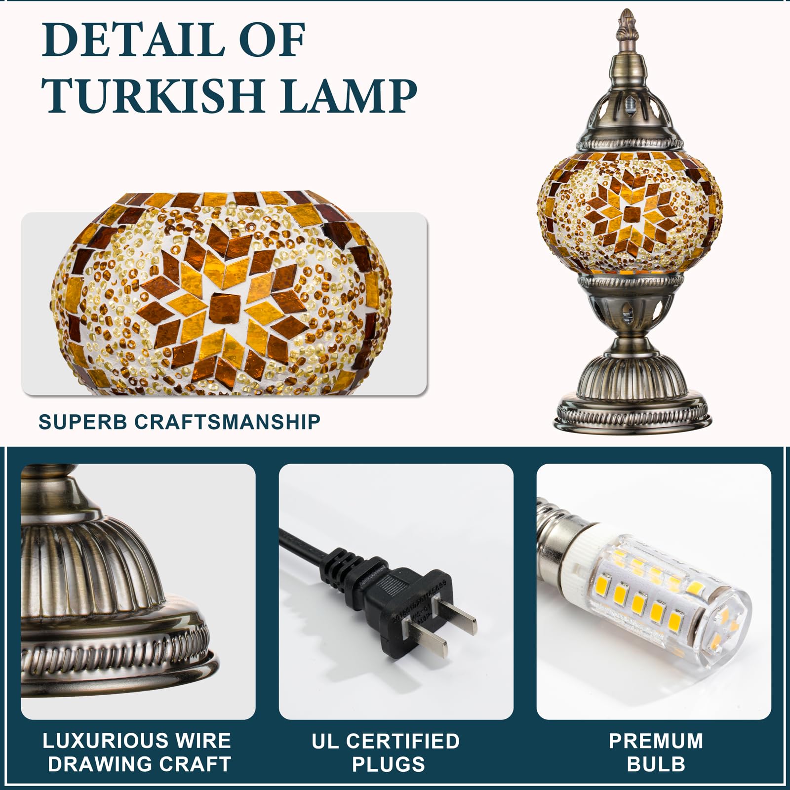 Marrakech Turkish Table Lamp With Bronze Base