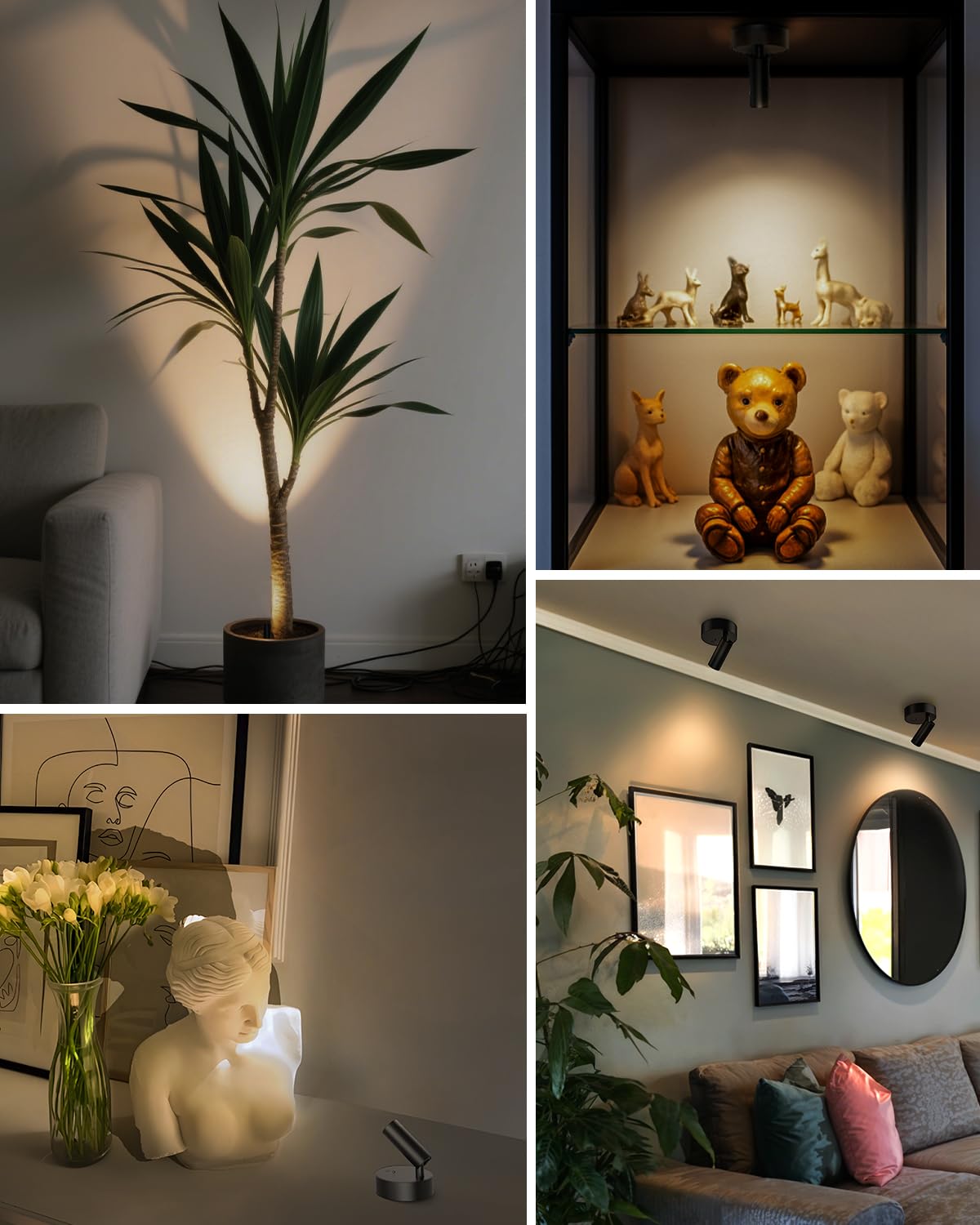 Goodea Spotlights Indoor, 3000mAh Rechargeable Battery Plant Spotlight Indoor with Remote, Wireless Led Uplighting with 3 Colors