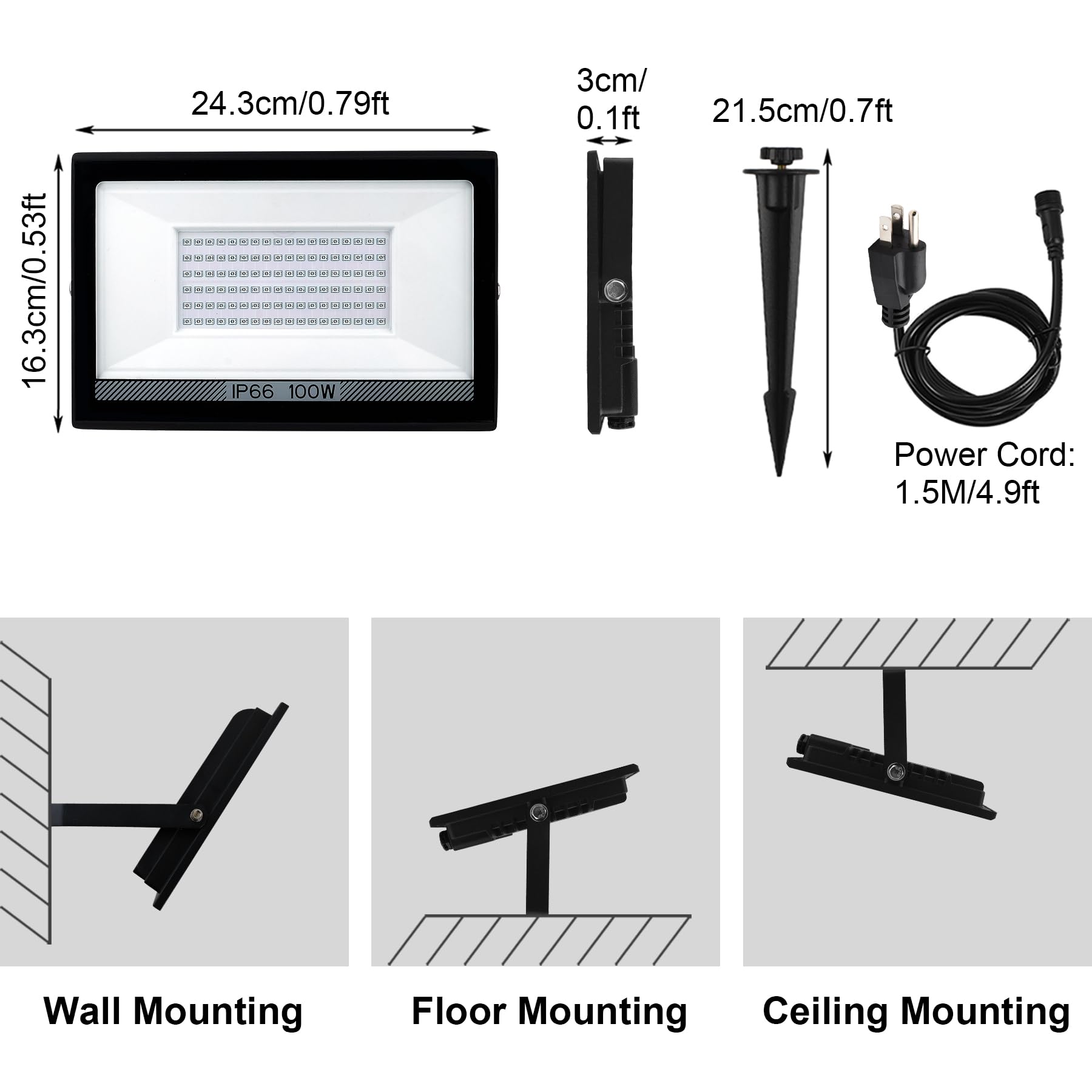 Crepow 100W Black Lights, 2 Pack Led Blacklight Flood Light With Plug, Ip66 Waterproof Black Lights For Glow Party, Glow In The