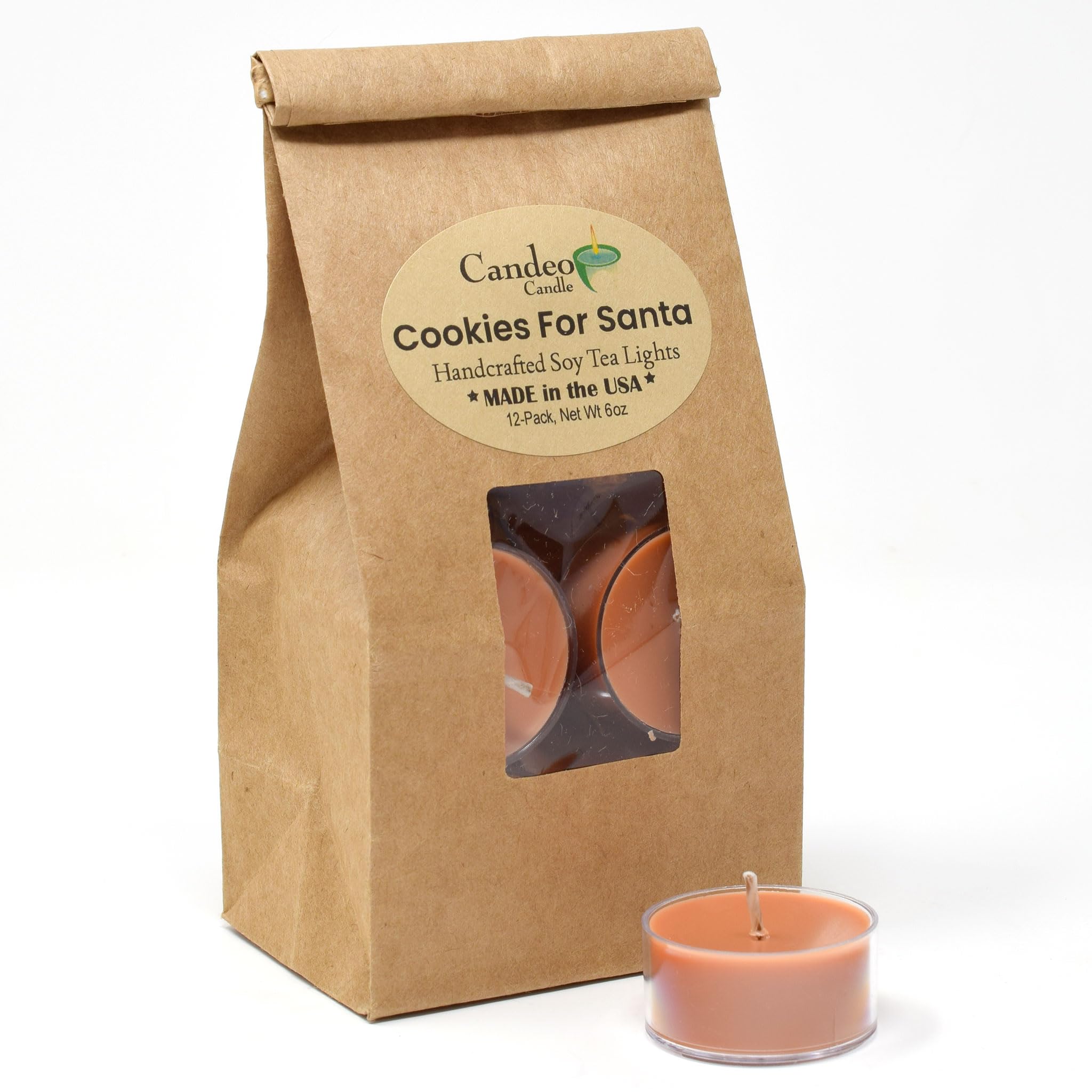 Cookies for Santa Scented - 12 Pack - Soy Tealight Candles - Highly Scented - Made with Soy Wax - Handmade in The USA - Candeo Candle - Christmas, Winter, Holiday Scents