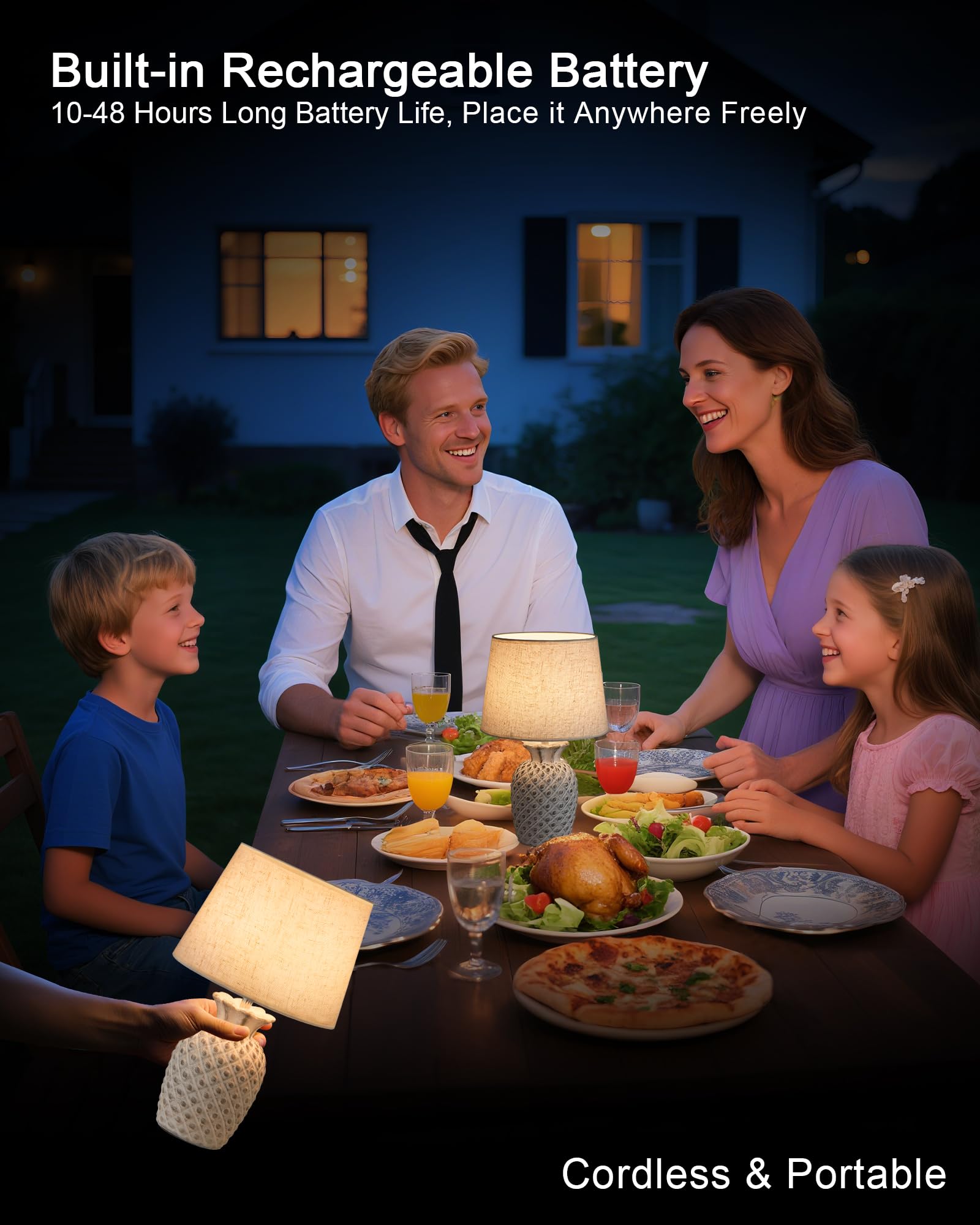 UMEXUS 13 Small Rechargeable Cordless Table Lamp, Remote Control Timer Dimmer, Battery Powered Color Changing Light, Nightstand