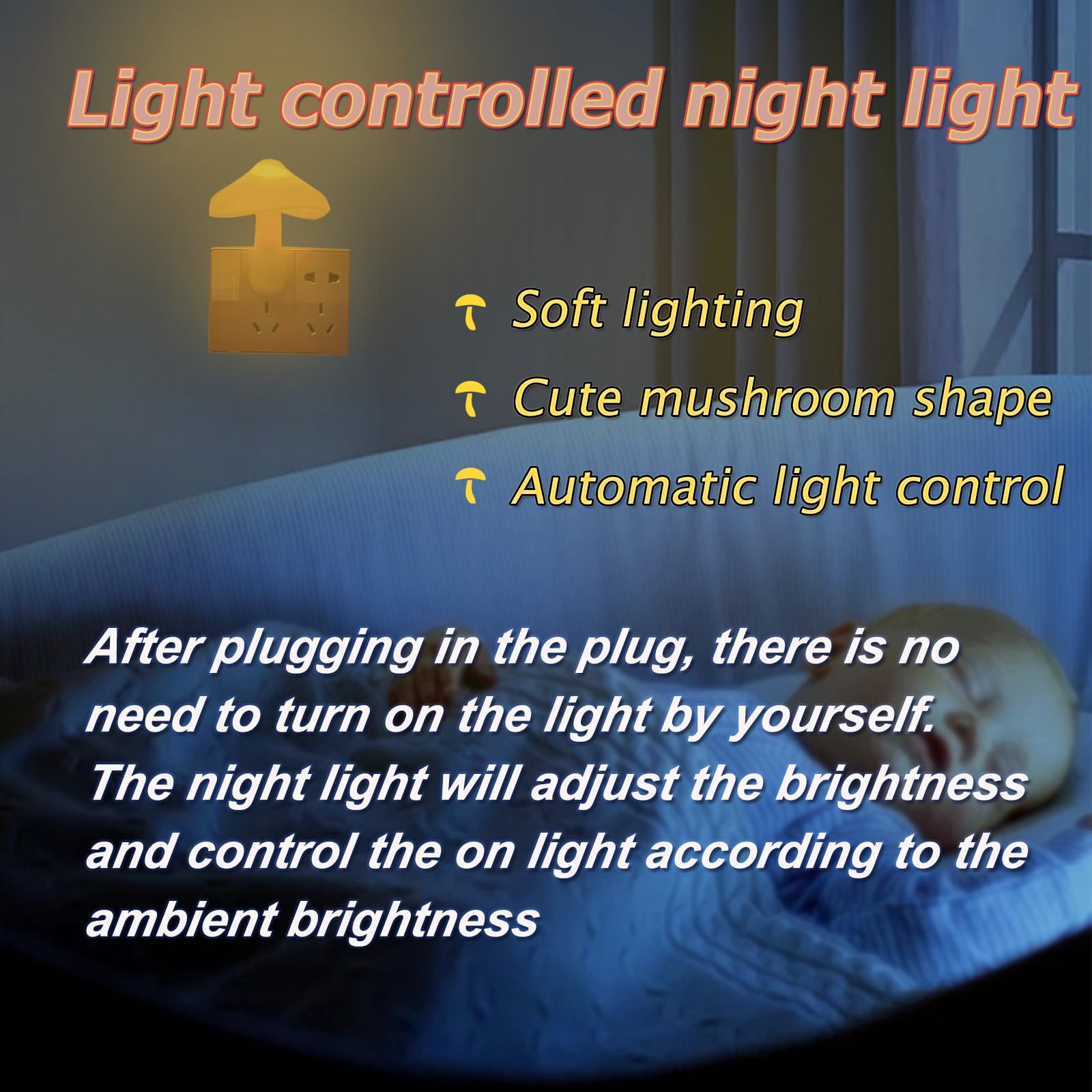 Esupport Mushroom-Shaped Led Night Light, Energy Saving, Yellow, Model Es-Lnh001, 50000H Lifespan, One Size
