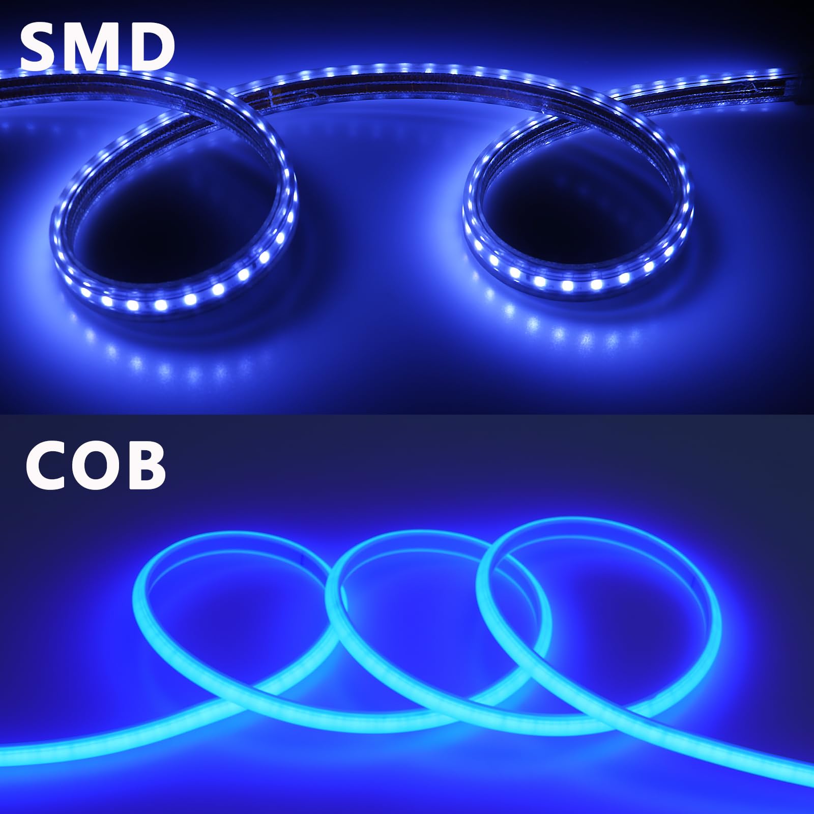 Benlun Ac 110V Cob Led Strip Light Outdoor Waterproof 65.6Ft, Blue Super Bright 200W Led Rope Lights, Ip65 Flexible Cuttable, Fo