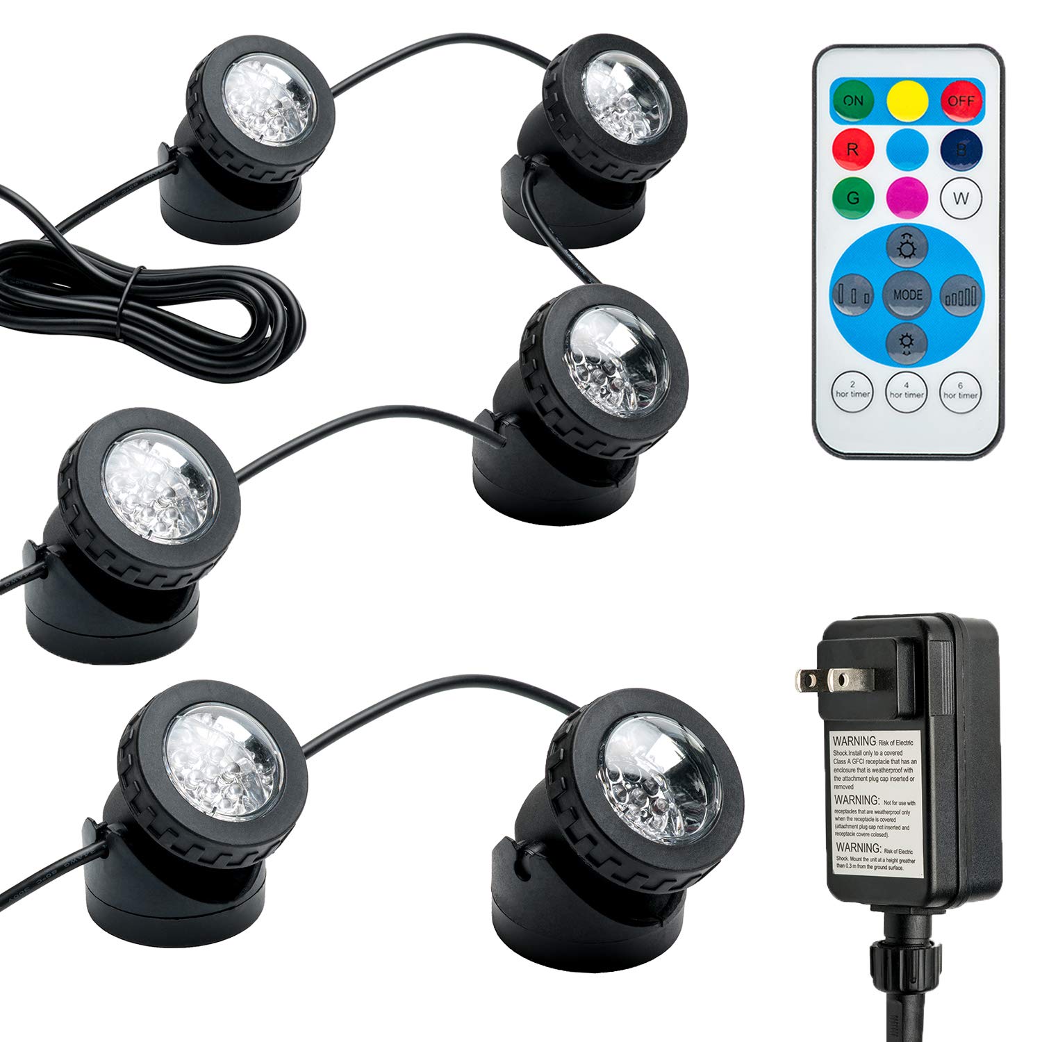 SHOYO RGB Underwater Pond Lights, IP68 Waterproof LED Spotlight, Set of 6