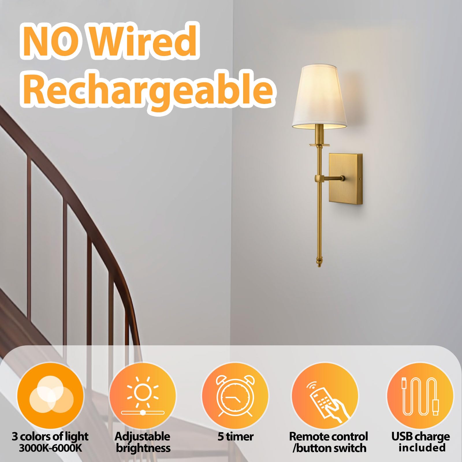 Passica Decor Battery Operated Wall Sconces Set Of 2 Two, Rechargeable Wall Lights With Dimmable Detachable Light Bulb, Remote Control, Lamp Fixture For Bedroom Living Hallway