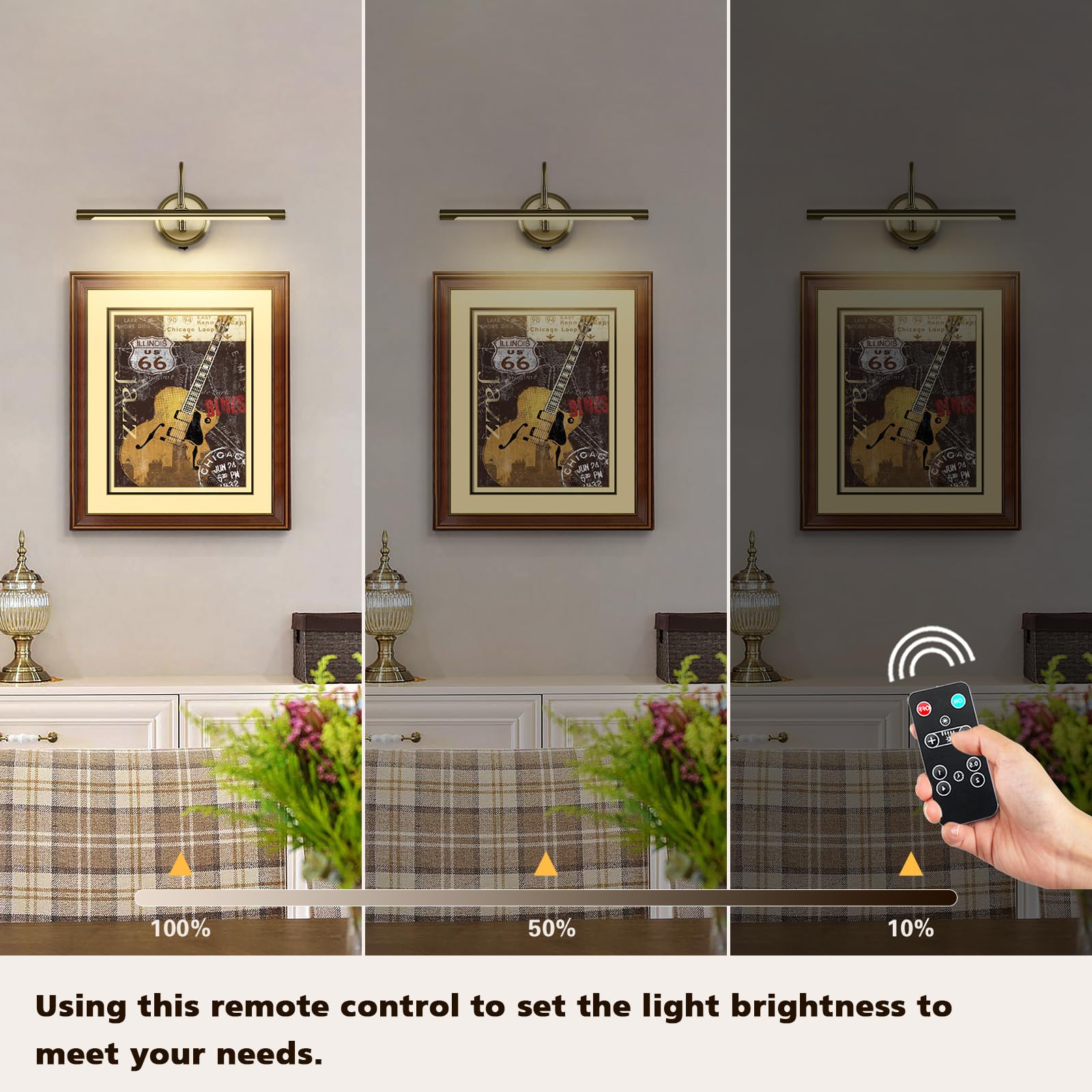 Joosenlux Battery Operated Gold Wall Lights - Dimmable 16.5&quot; Wireless Picture Light For Kitchen