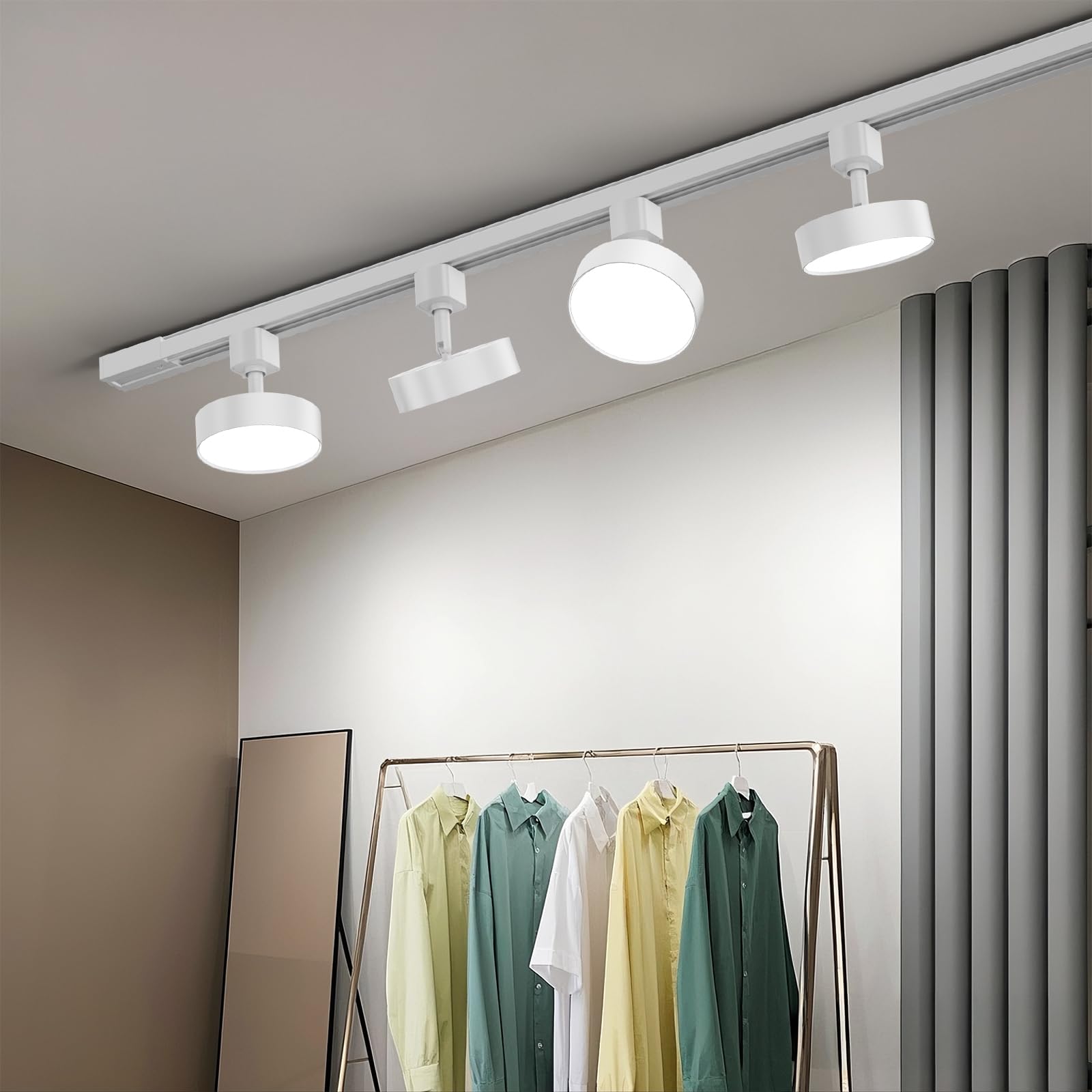 TuyuBEE Dimmable LED Track Lighting Heads, 12W 1000lm, Flicker Free, H Type, 4 Pack, White, Aluminum, Model T-TLBU12