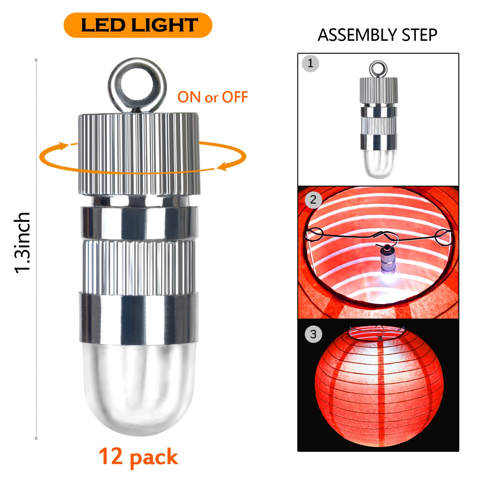 12Pcs Red Paper Lanterns With 12Pcs White Led Lights, 6&quot; 8&quot; 10&quot; 12&quot; Round Hanging Chinese/Japanese Ball Lantern For Christmas Valentine'S Day 4Th Of July Party