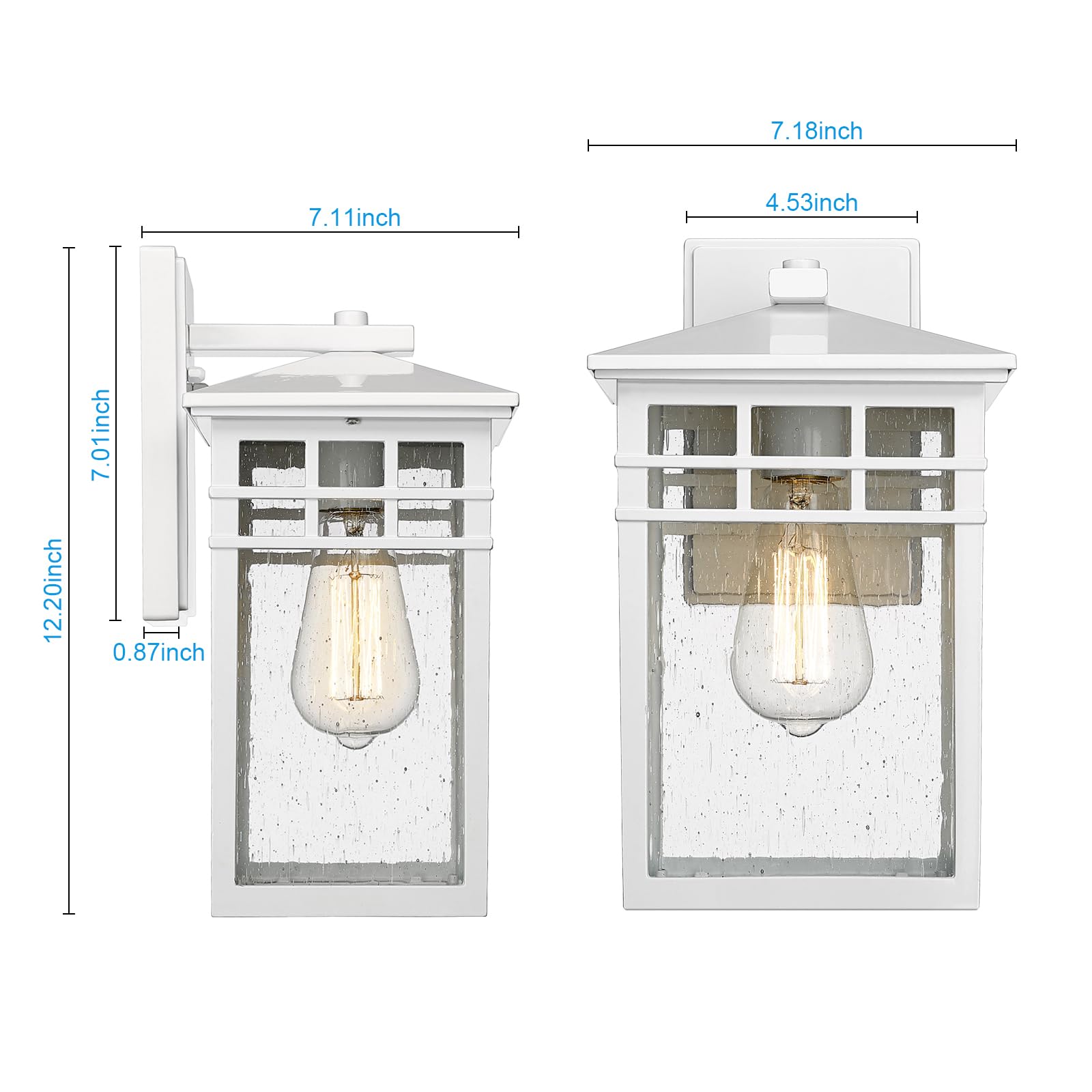 Diyel Outdoor Wall Light Fixture, Waterproof Rustic Lantern, White Finish, Regular-1 Pack