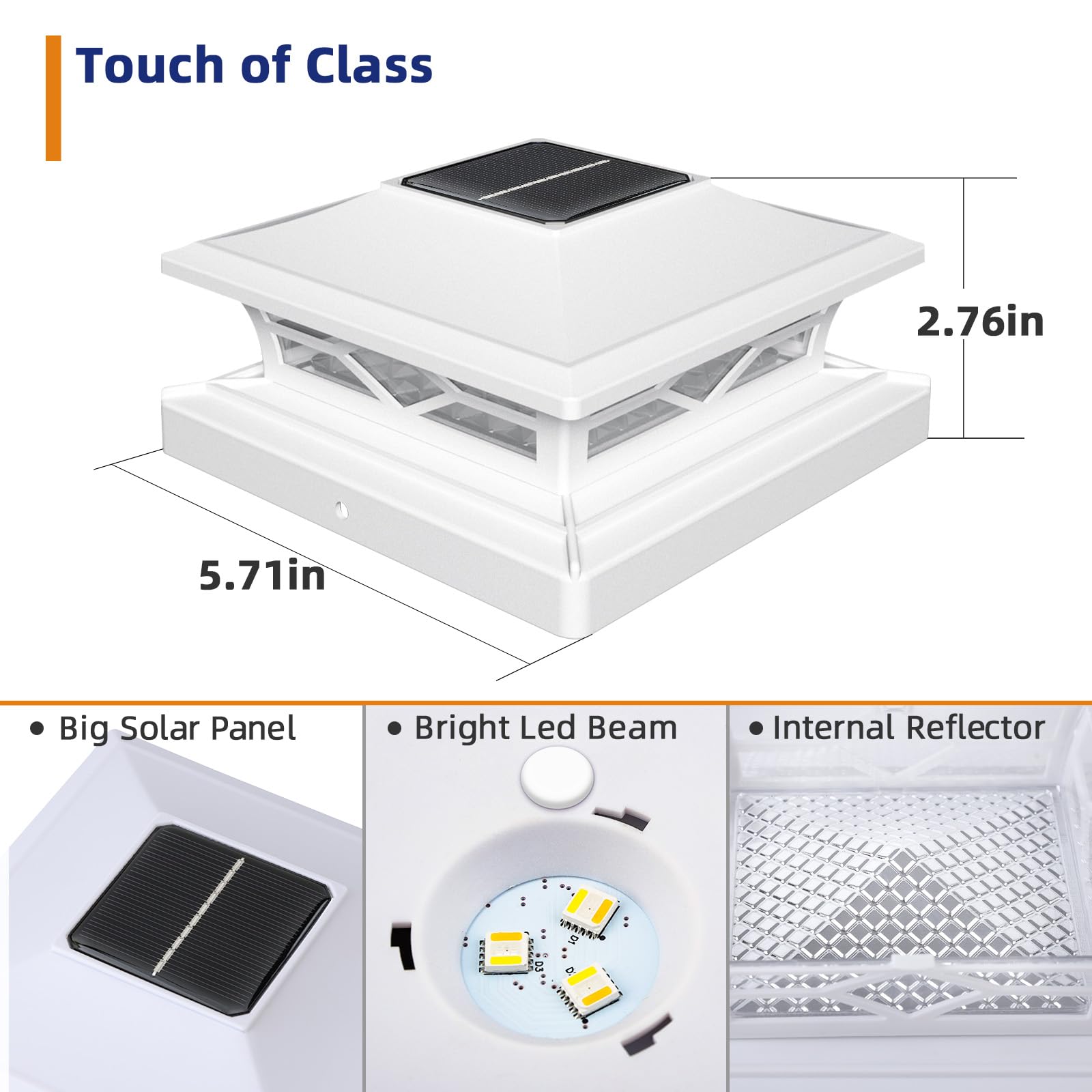 APONUO Solar Post Cap Lights, 4 Lighting Modes, 8 Pack, White, for 4x4 and 6x6 Wood & 4x4 and 5x5 Vinyl