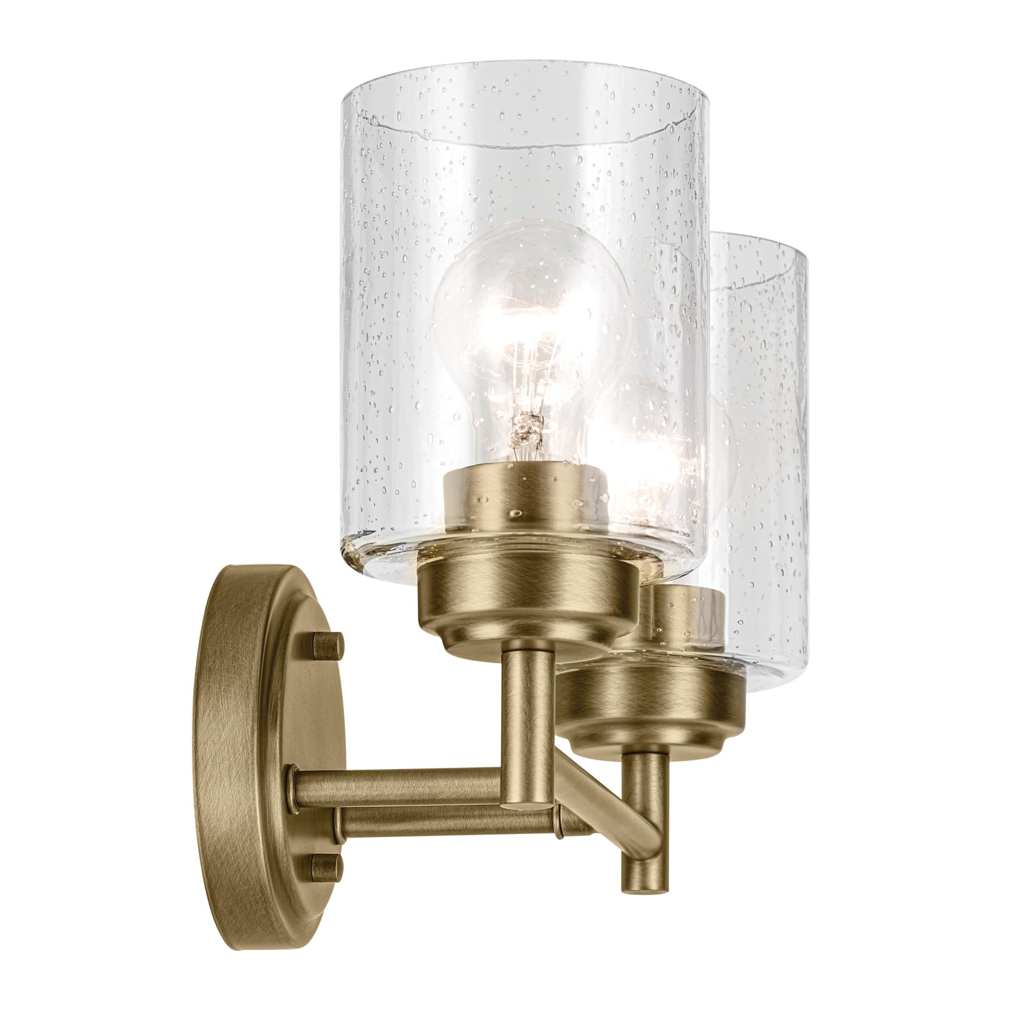 Kichler Winslow Vanity Light, 2 Light, 12.75in Size, Clear Seeded Glass, Old Bronze, Model 45885OZ