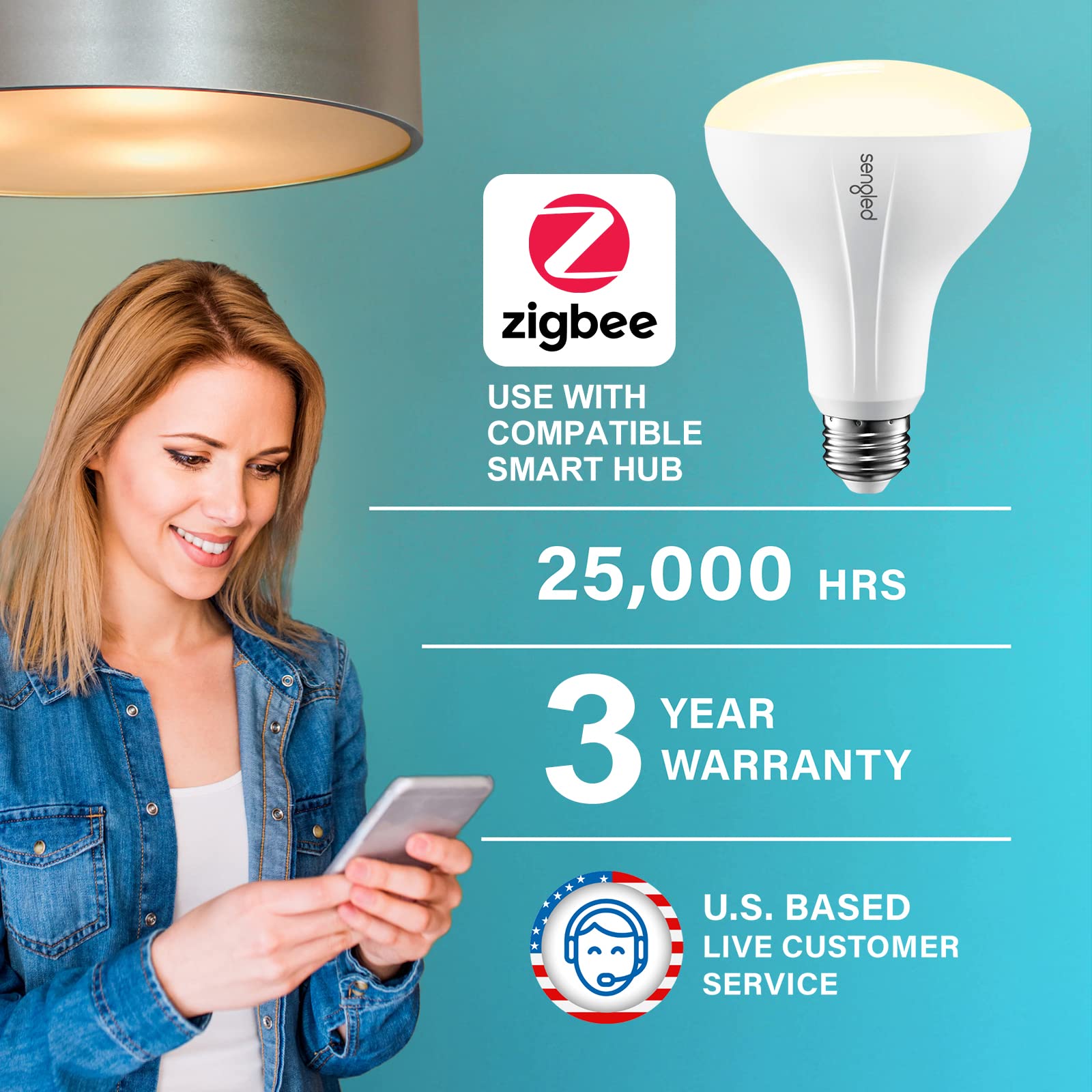 Sengled Smart Bulb, Zigbee Hub Required, Smart Light Bulb Works With Alexa, Google Home, Smartthings, Homekit And Siri, Br30 Dim