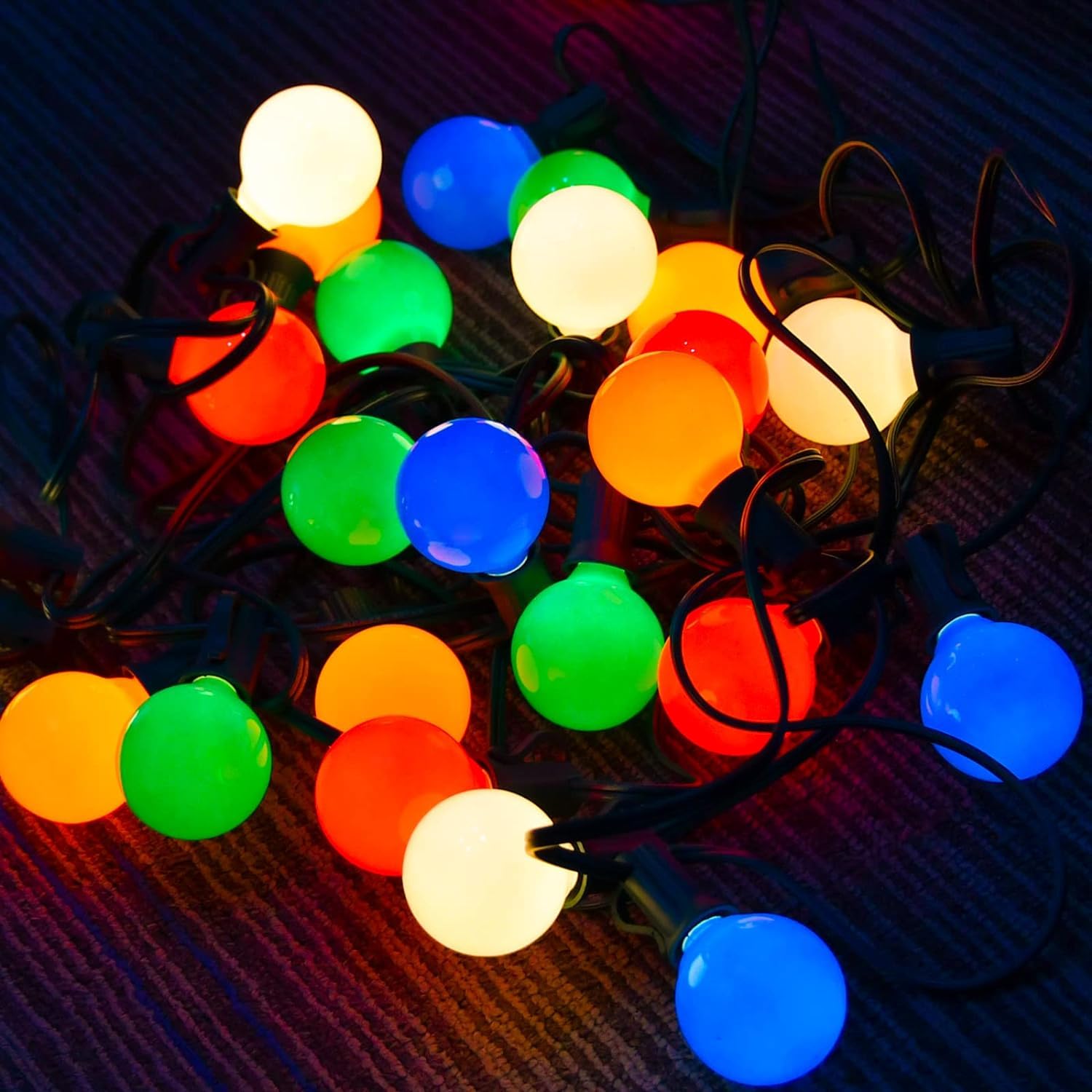 GOOTHY G40 Outdoor Multicolor Christmas Lights, 25FT Patio String Lights with 27 Ceramic Bulbs, Holiday Decor