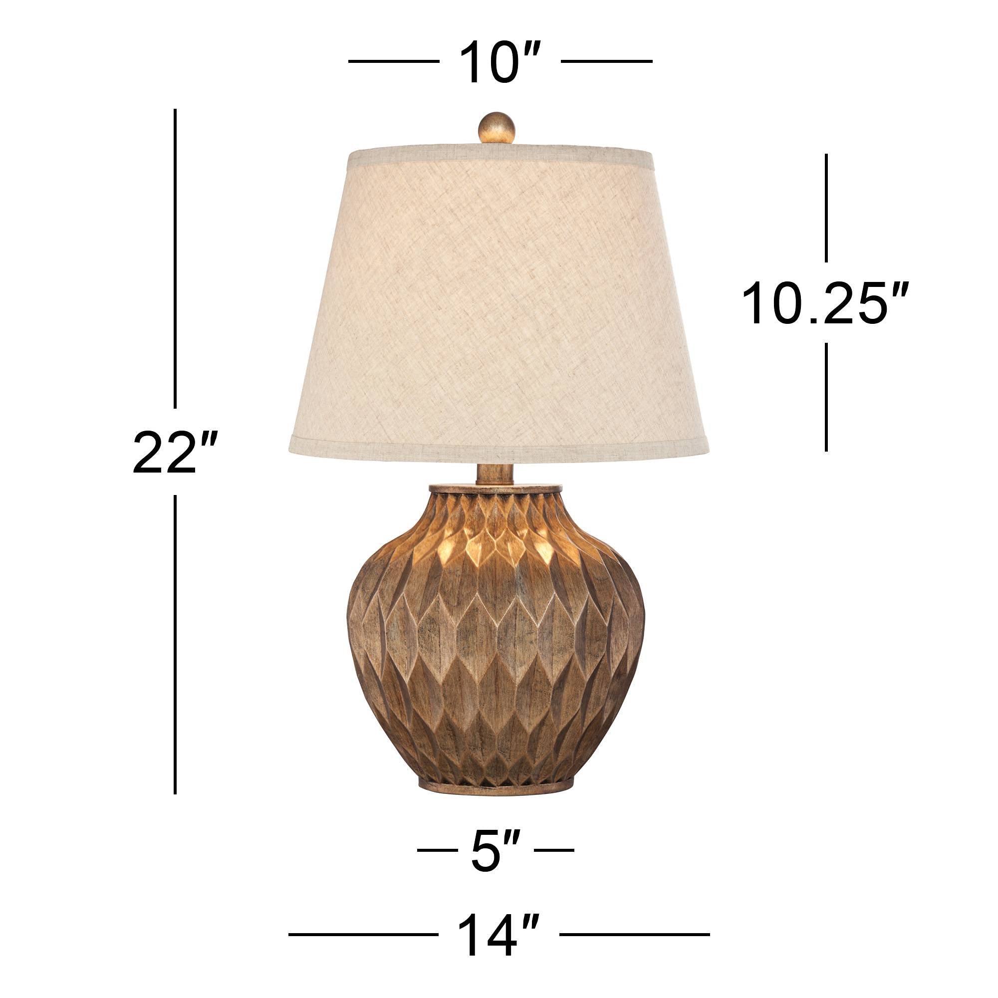 360 Lighting Buckhead Modern Accent Table Lamp 22" High Bronze Resin Urn with Tapered Fabric Shade for Bedroom Living Room Office