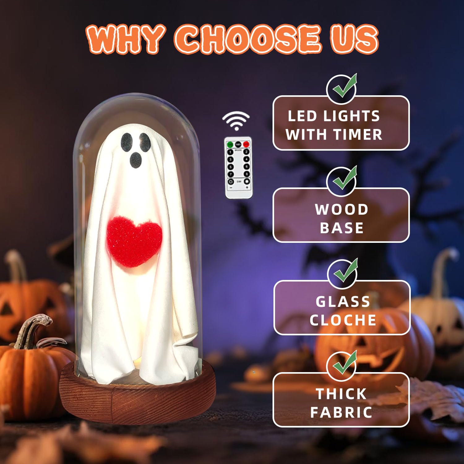Generic Halloween Decor - Gingerbread Man Ghost Lamp with Remote Control Lights, Indoor Tabletop Decoration