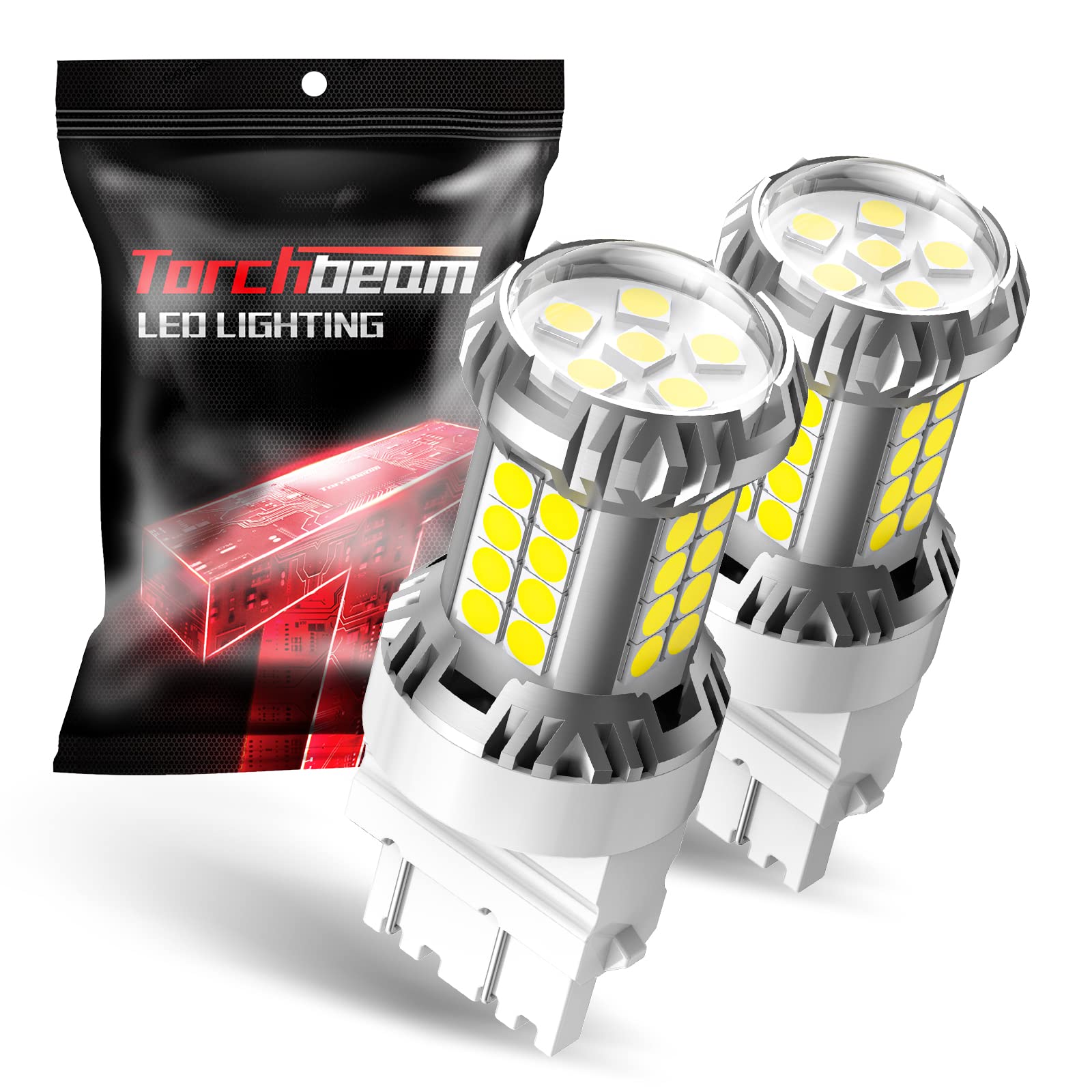 Torchbeam 3157 LED Bulbs, 6000K White, 600% Brighter, Non-polarity, 2pcs, Alloy, for Tail Light, Backup Light