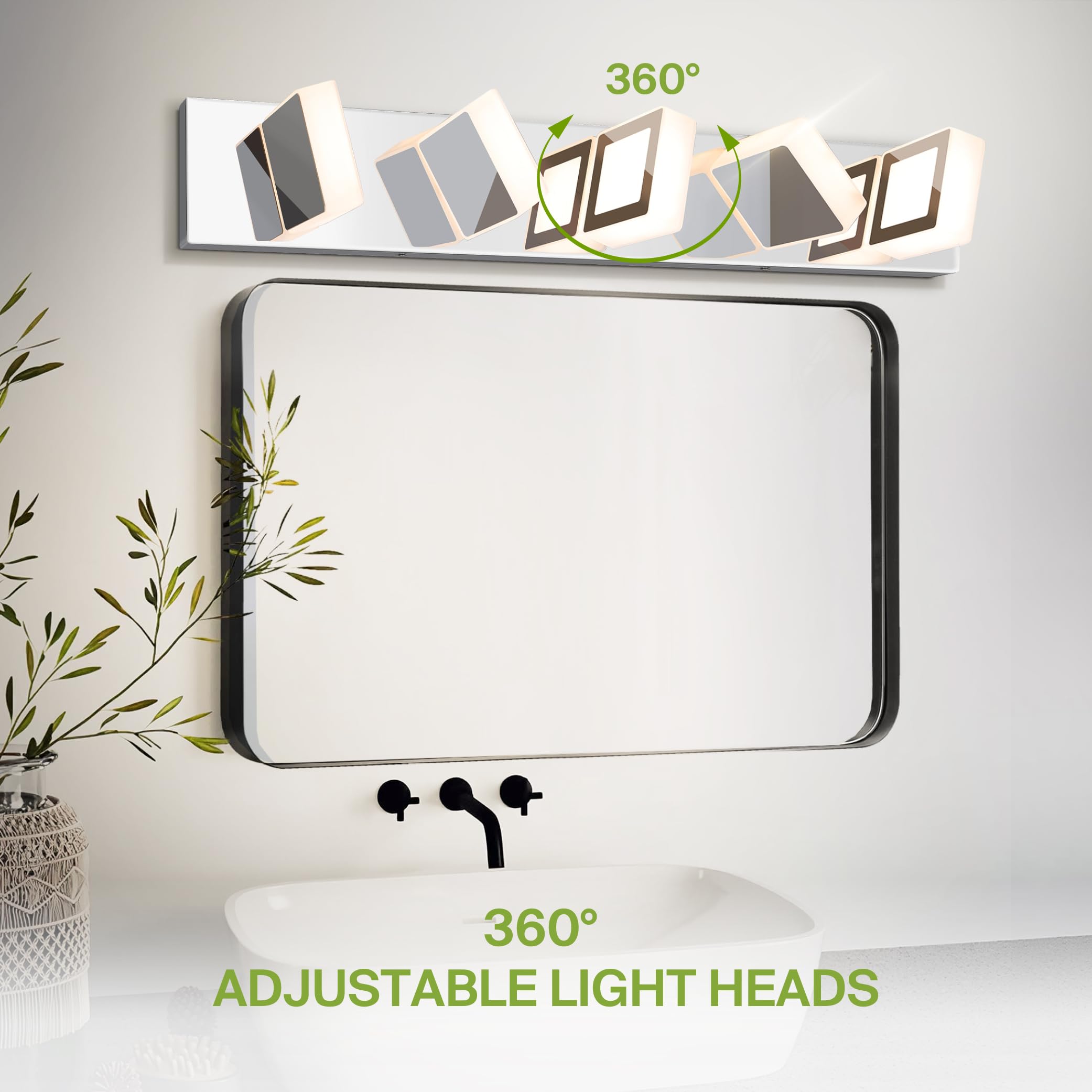 ASD LED Bathroom Vanity Light 5-Lights Dimmable 28W 1600LM 2700-6000K Chrome Model A-LVF25M-5D28CH