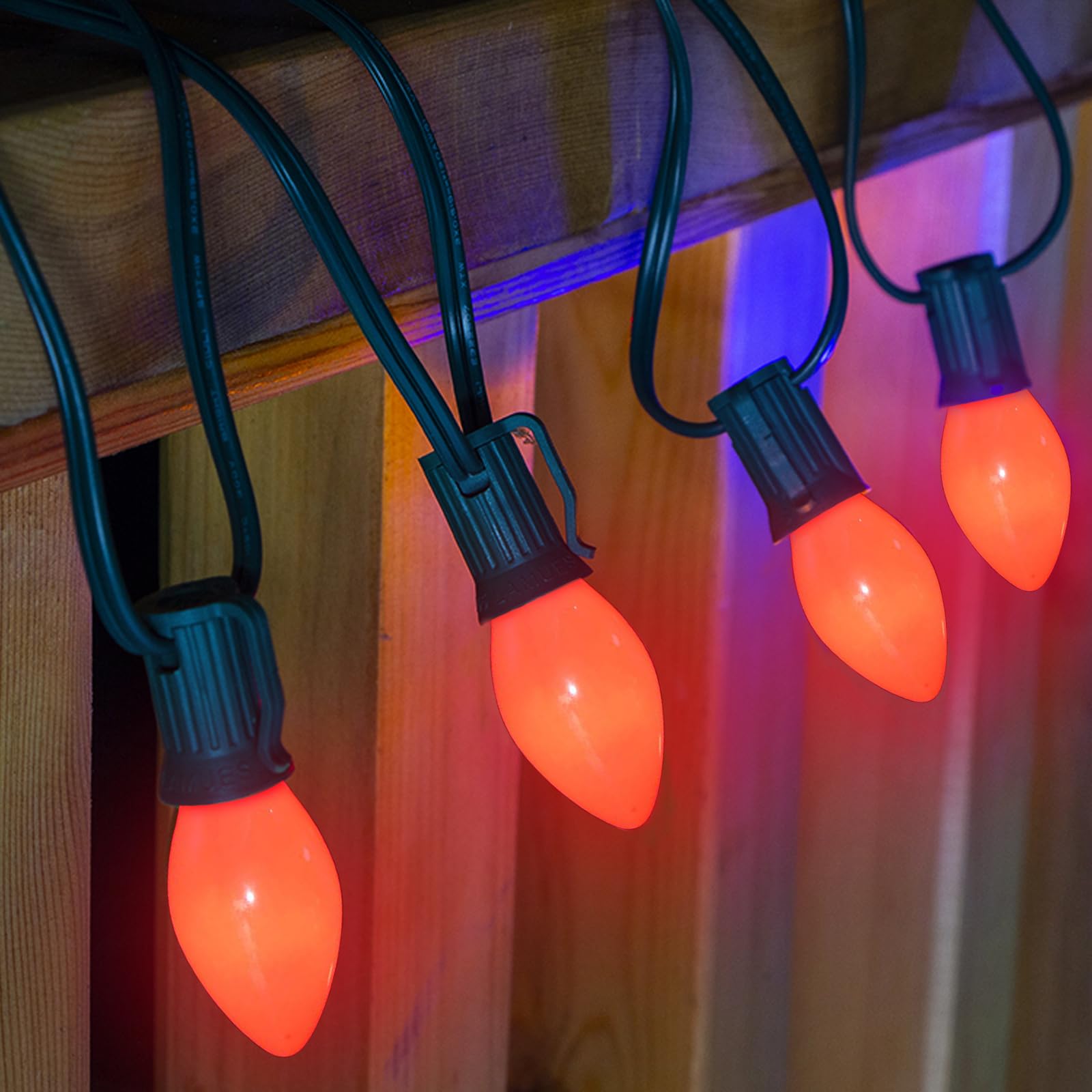 SUNSGNE C7 Night Light Bulbs, 5W E12 Candelabra Base, Red Glass, Pack of 25