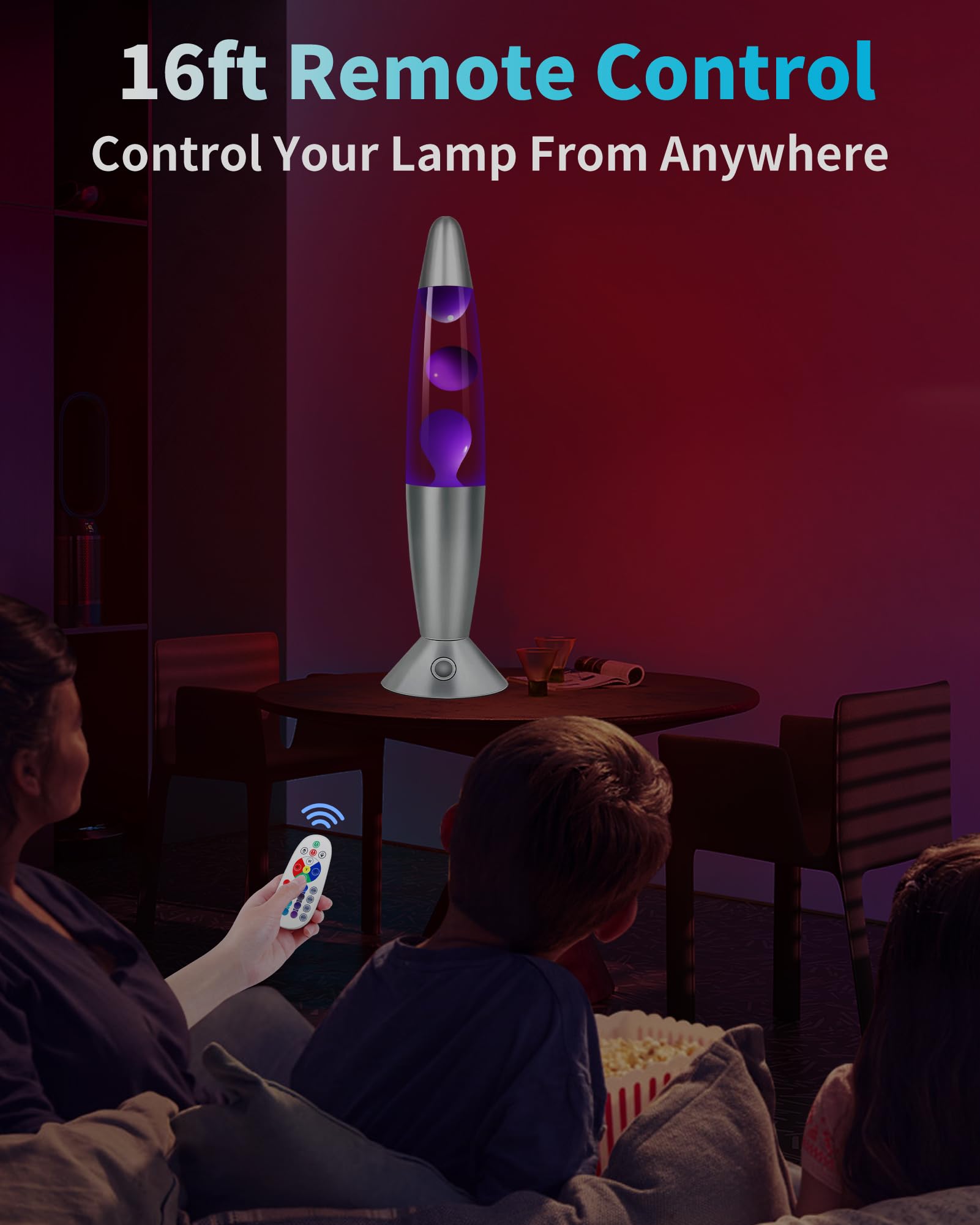 17 Colors Changing Liquid Motion Lamp With Remote: 16 Inch Purple Led Night Light For Kids mature-themeds - Relaxing Table Lamp For Bedroom Office - Glitter Mood Lighting For Home Decor Christmas Decorations