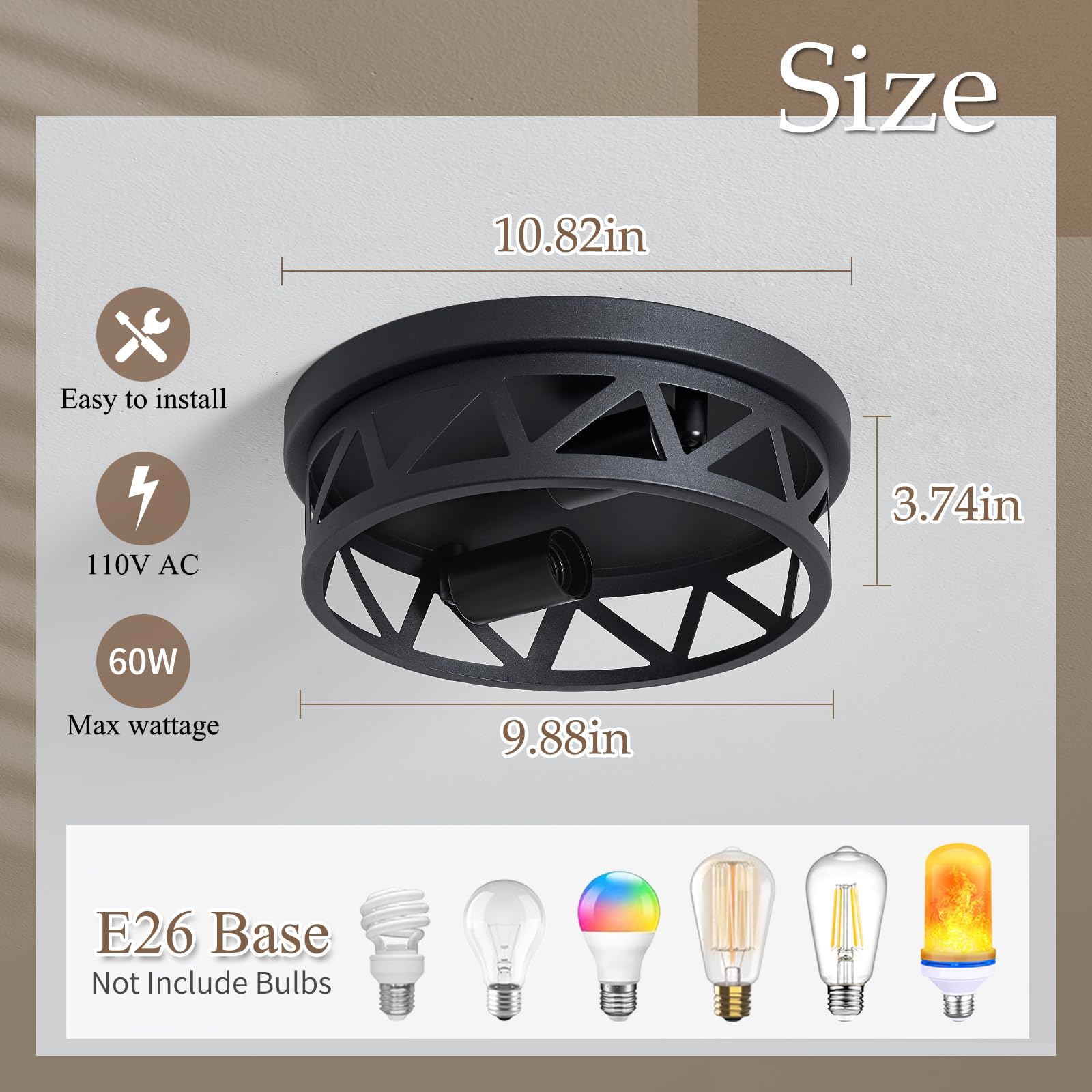 Dpxekq Black Flush Mount Ceiling Light Fixture,2-Light Hallway Light Fixtures Ceiling,Light Fixtures Ceiling Mount For Hall,Kitchen,Farmhouse (2 Pack)