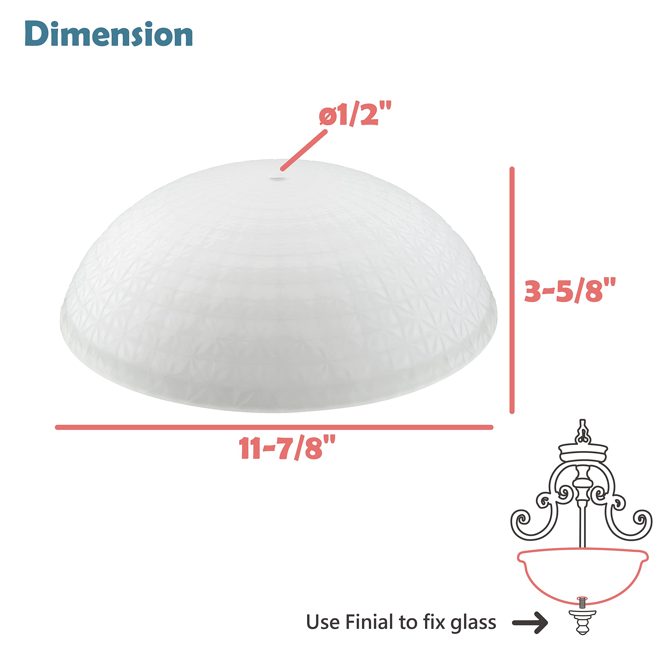 Aspen Creative 25015-76-1, Flush/Semi-Flush Mount Frosted W/Diamond Pattern Glass Shade, 1/2'' Center Hole, 11-7/8'' Diameter X