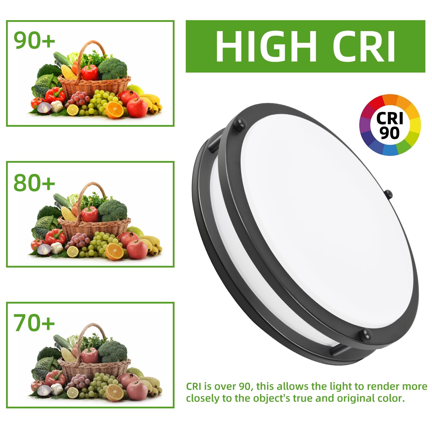 Hlite LED Flush Mount Ceiling Light Fixture, 36W, 3600LM, 13inch, Oil Rubbed Bronze, Model CLA-17