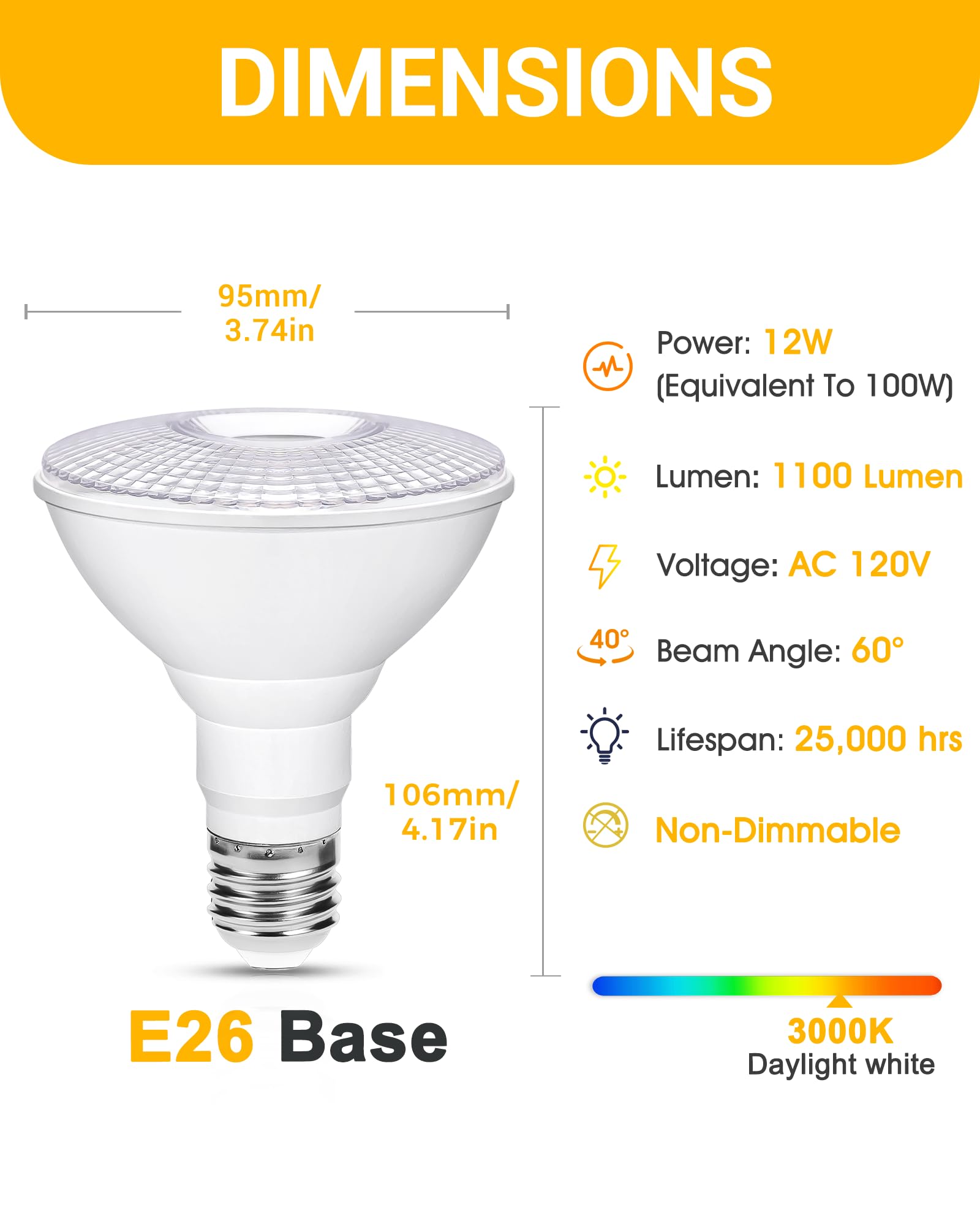 Flaspar Par30 Outdoor Led Flood Light Bulbs  Dimmable 12W(100W Equivalent) Led Spotlight  3000K Warm White E26 Base 1100Lm  Indoor Outdoor Recessed Bulb  Track Lighting  2 Pack