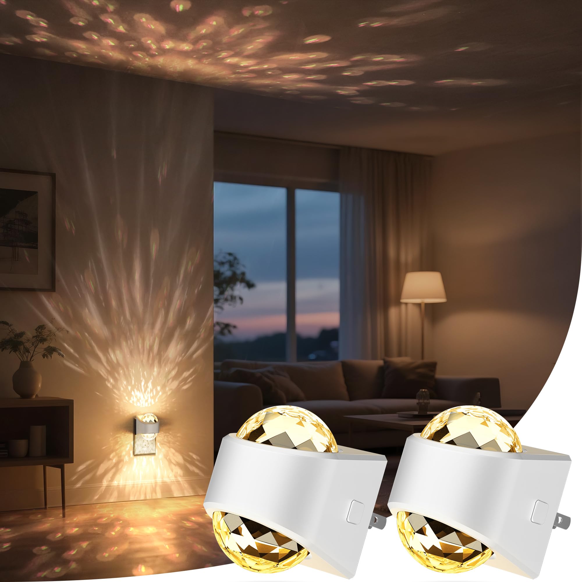 Briignite Night Light  Night Lights Plug into Wall  LED Projector Night Light  Soft White  Dimmable Brightness Dusk to Dawn Nightlight for Kids  Nursery  Bathroom  Home Decor  Gaming Room  2 Pack